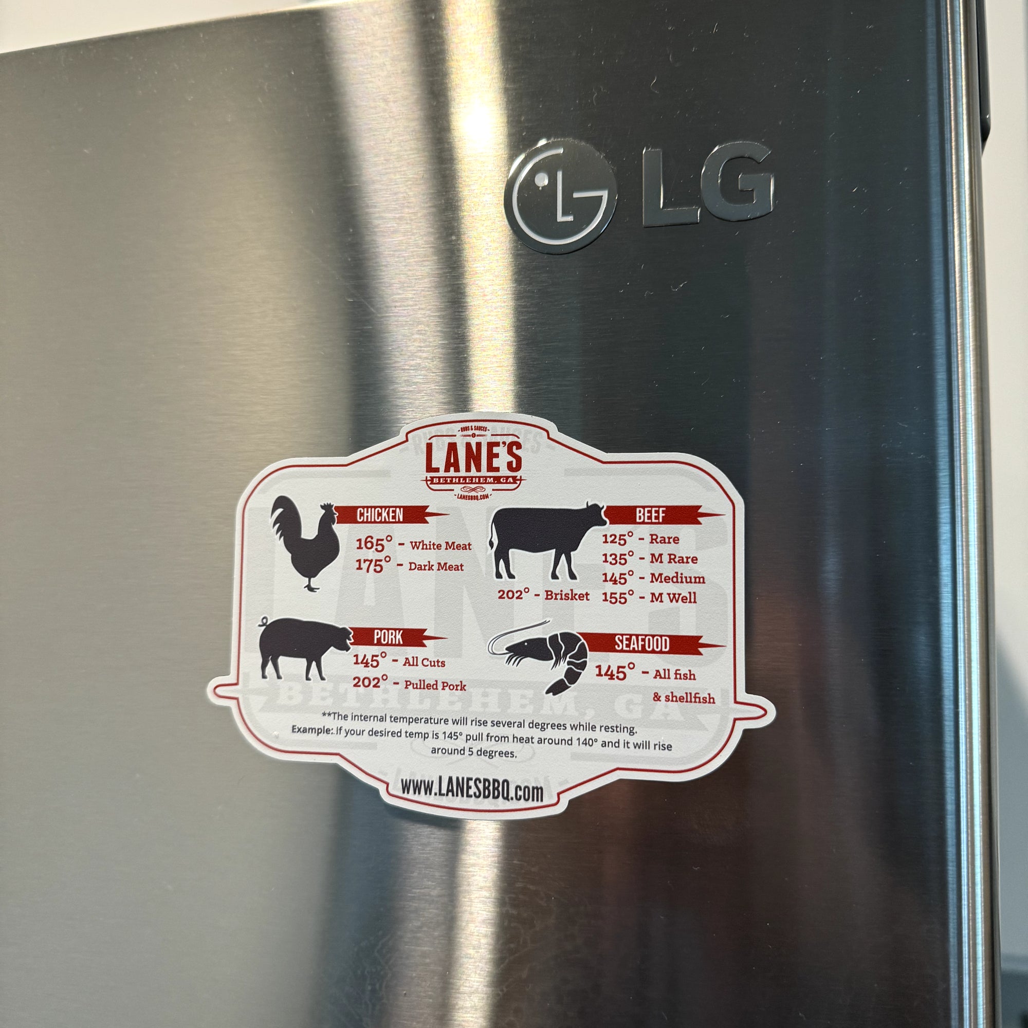 Lane's Meat Temperature Guide Magnet - Essential Cooking Tool for Perfectly Grilled Steak, Chicken & Pork - Ideal for BBQ, Kitchen & Outdoor Cooking