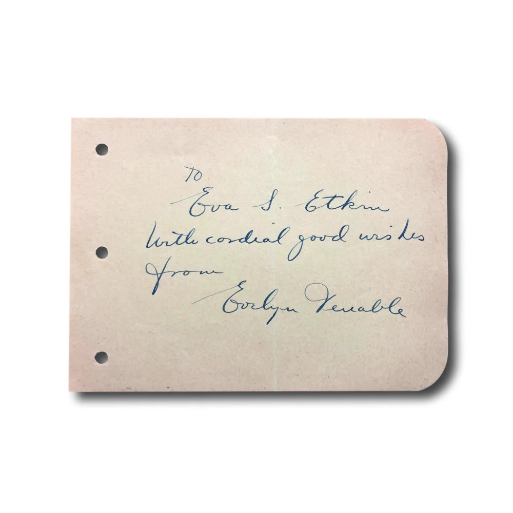 Evelyn Venable Hand Signed Autograph Album Page - JSA COA Certified - Pinocchio Actress Memorabilia - Perfect for Disney Collectors & Film History Enthusiasts