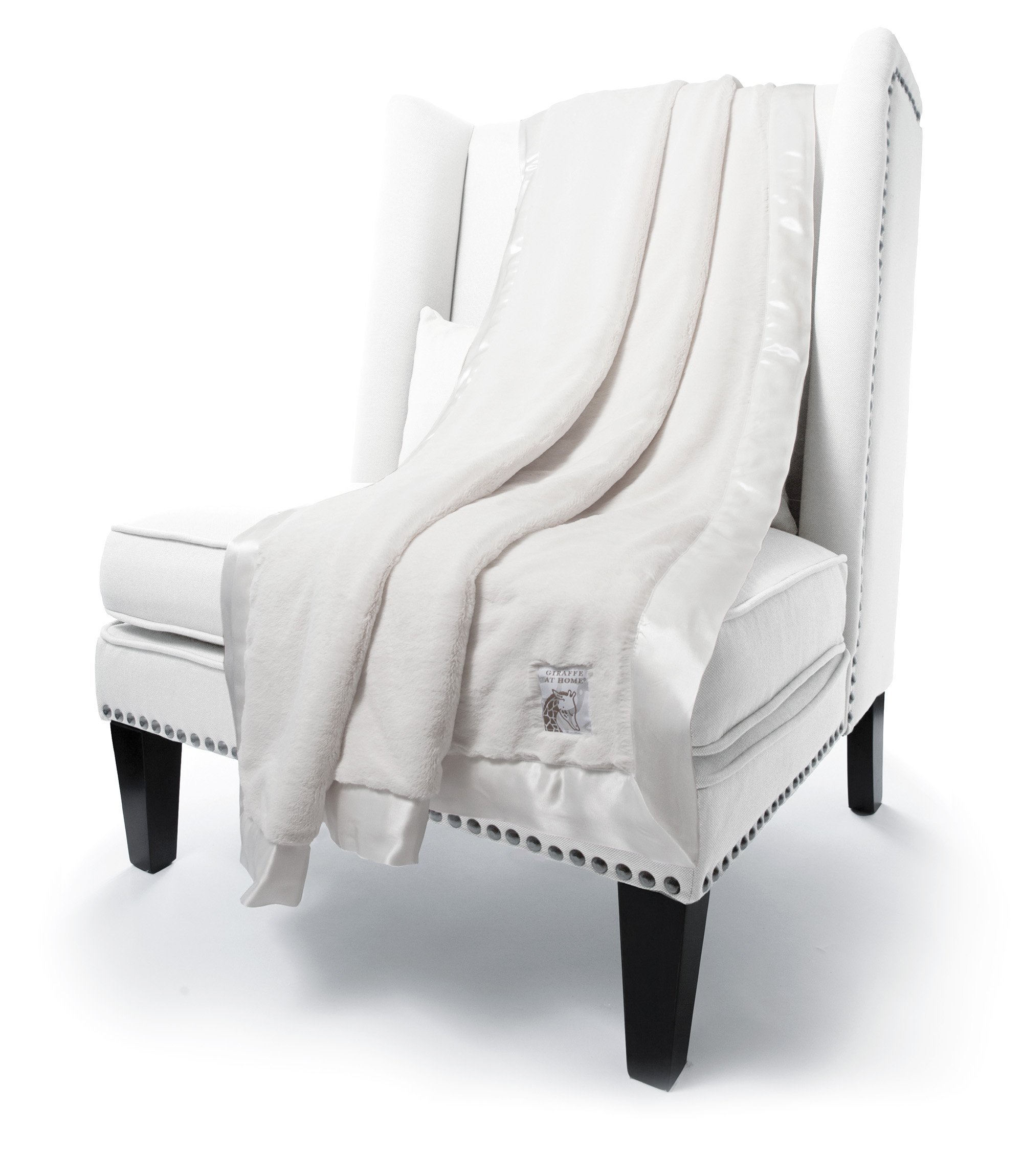 Little Giraffe Chenille Throw Blanket - Ultra Soft Luxury Faux Fur Blanket with Satin Trim - 59