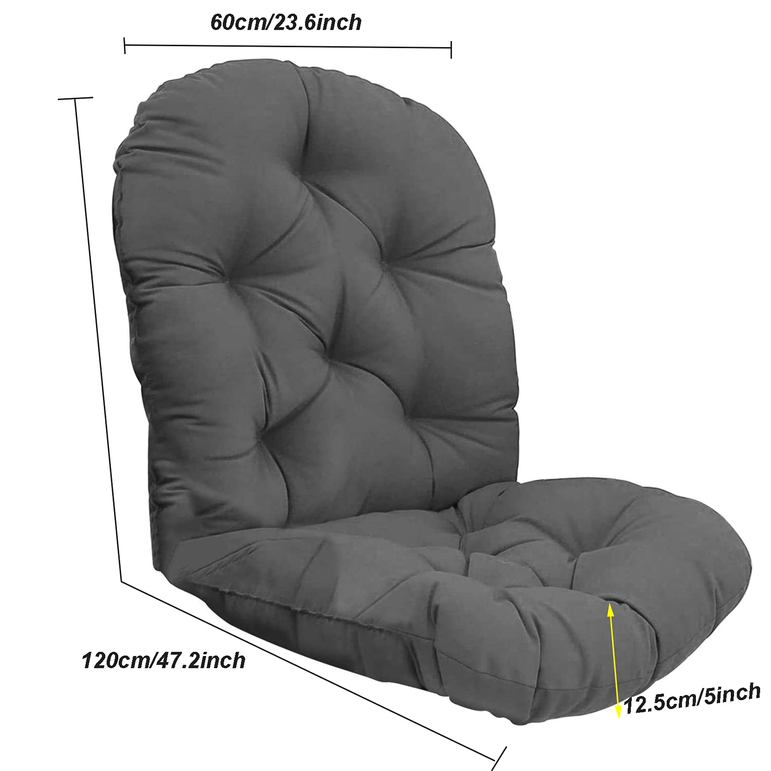 Soft Thicken Washable Rocker Chair Seat Cushion Pads with Pillow - Indoor/Outdoor Replacement Cushions for Recliner, Rattan & Folding Chairs - Durable Twill Fabric - Perfect for Garden, Patio & Living Room Relaxation (No Chair Included)