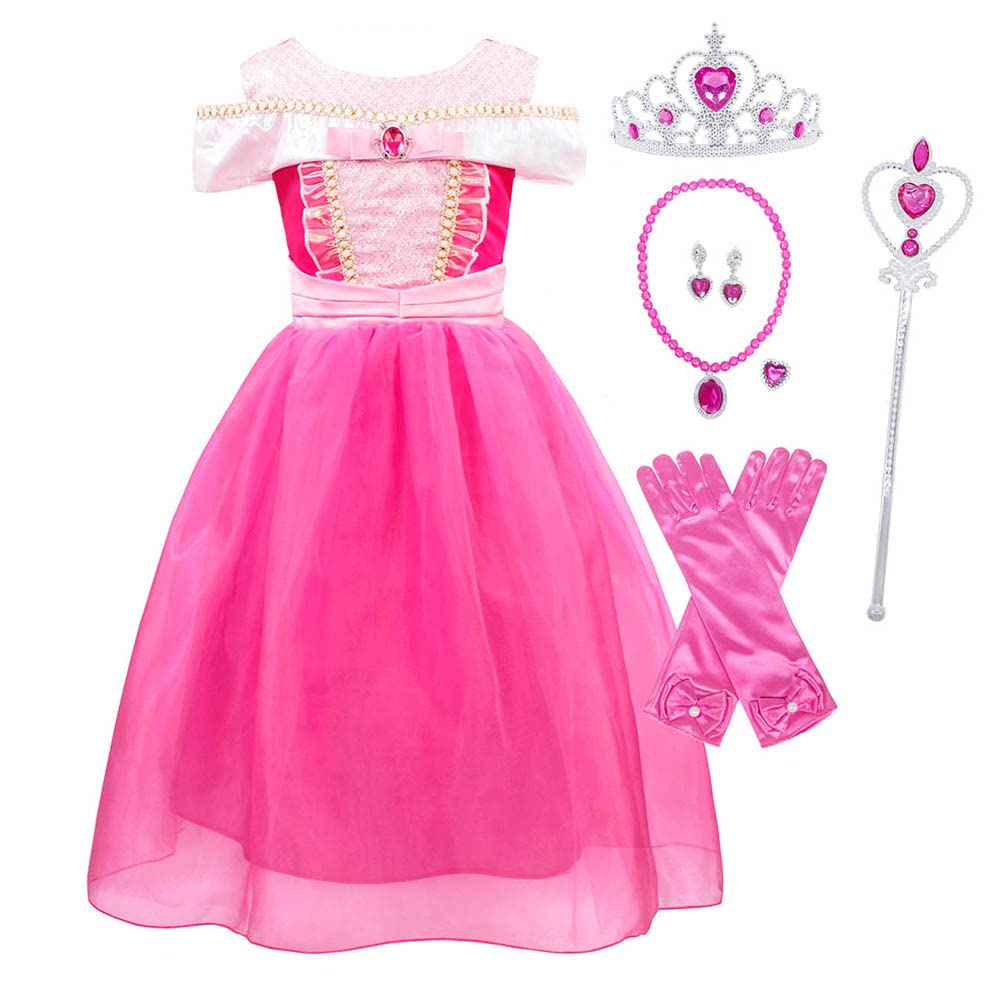 Princess Dress Costume for Girls - Rose Red Halloween, Birthday Party & Cosplay Outfit with Accessories (Ages 3-12) | Perfect for Dress-Up, Role Play & Special Occasions