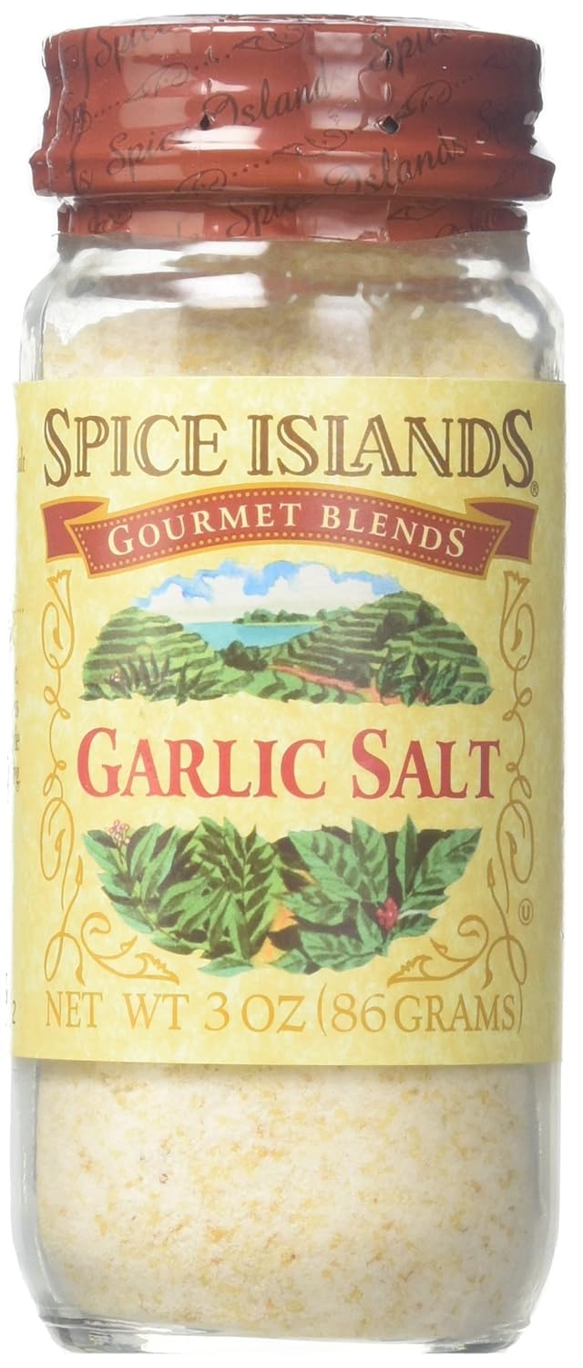 Spice Island Garlic Salt, 3 Ounce (Pack of 3) | Premium Seasoning Blend for Cooking, Grilling & Baking | Perfect for Meats, Vegetables & Homemade Recipes