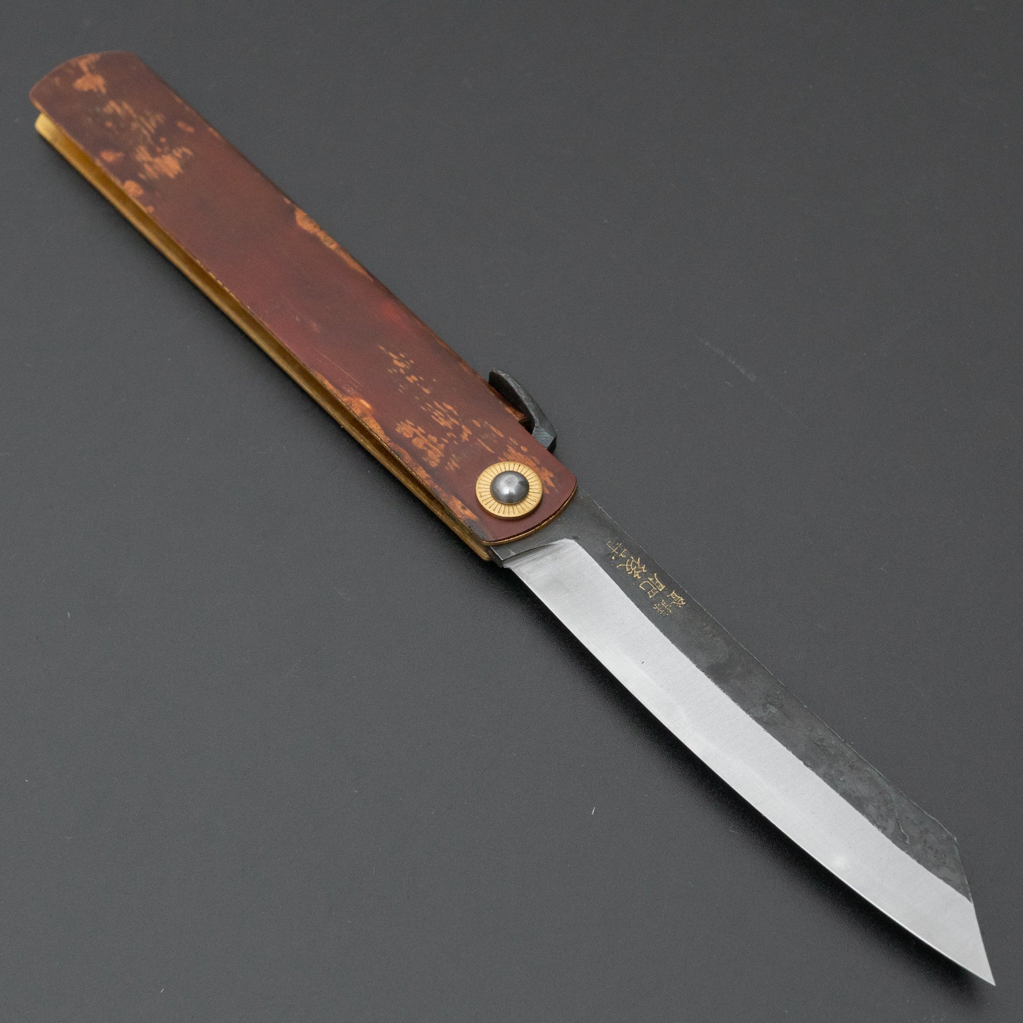 Higonokami Custom Folding Knife - Large Size with Sakura Skin Handle (#12) | Japanese Traditional Pocket Knife for Outdoor Camping, EDC & Collectors