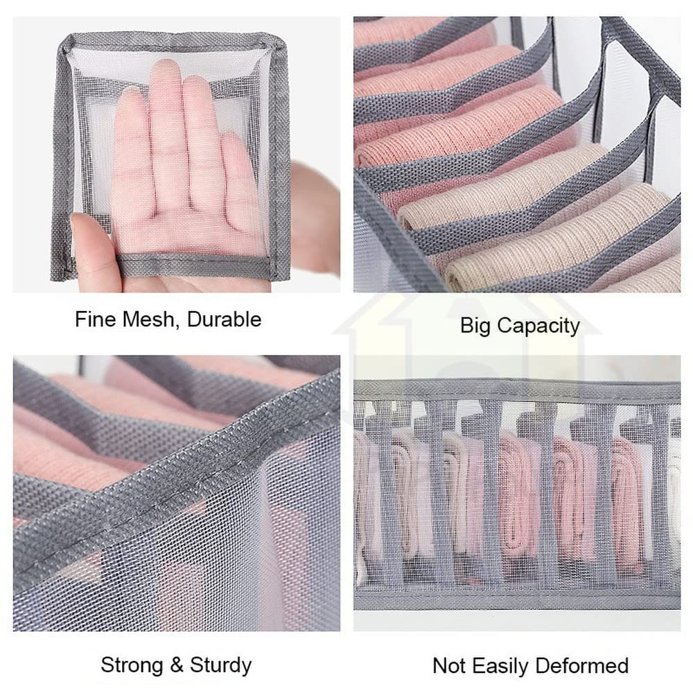 3-Piece Mesh Underwear & Bra Storage Box Set - Stackable Drawer Organizer for Closet, Panties, Socks & Clothes - Space Saving Home Organization Solution (Gray) - Perfect for Bedroom, Dorm & Travel Use