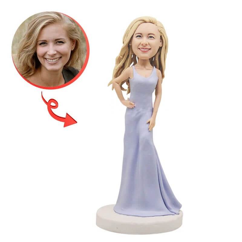 Personalized Wedding Bride Bobblehead - Custom Couple Figurine for Wedding Cake Topper, Anniversary Gift & Bridal Shower Decoration