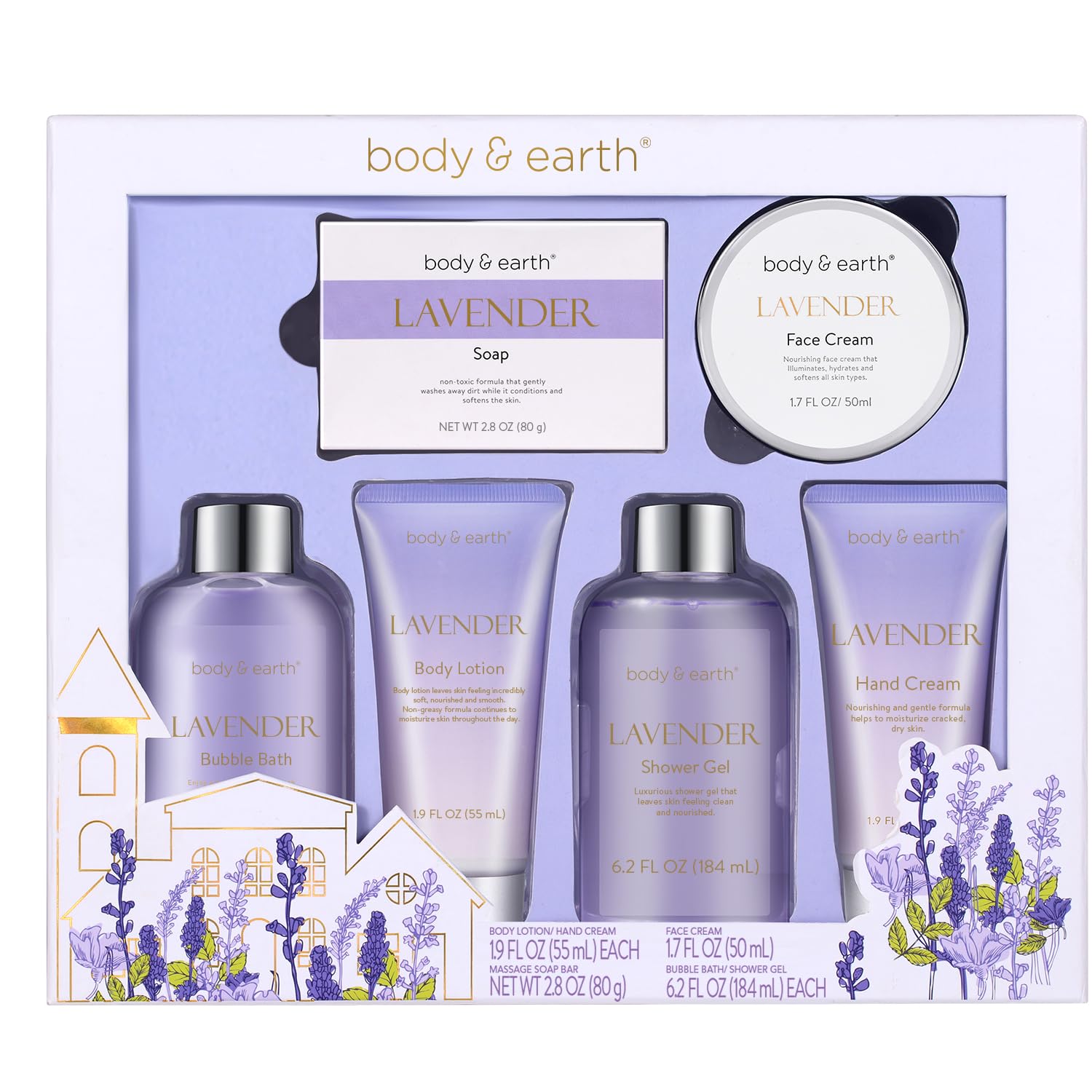 Luxury Lavender Spa Gift Set for Women - 6 Piece Relaxing Bath & Body Care Kit - Perfect Birthday, Christmas & Self Care Present - Ideal for Home Spa Nights & Stress Relief