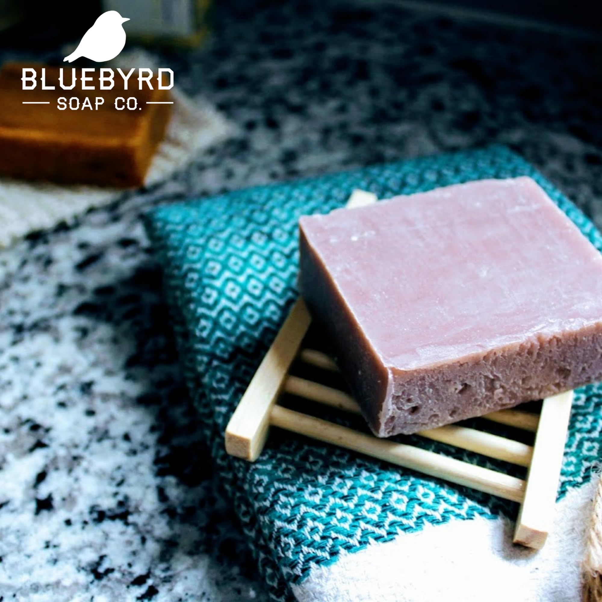 Bluebyrd Provence French Lavender Soap Bar - 100% Natural Essential Oil with Exfoliating Lavender Buds | Vegan Moisturizing Body Wash for Dry Skin | Handmade in USA | Perfect for Relaxing Baths & Spa Gifts