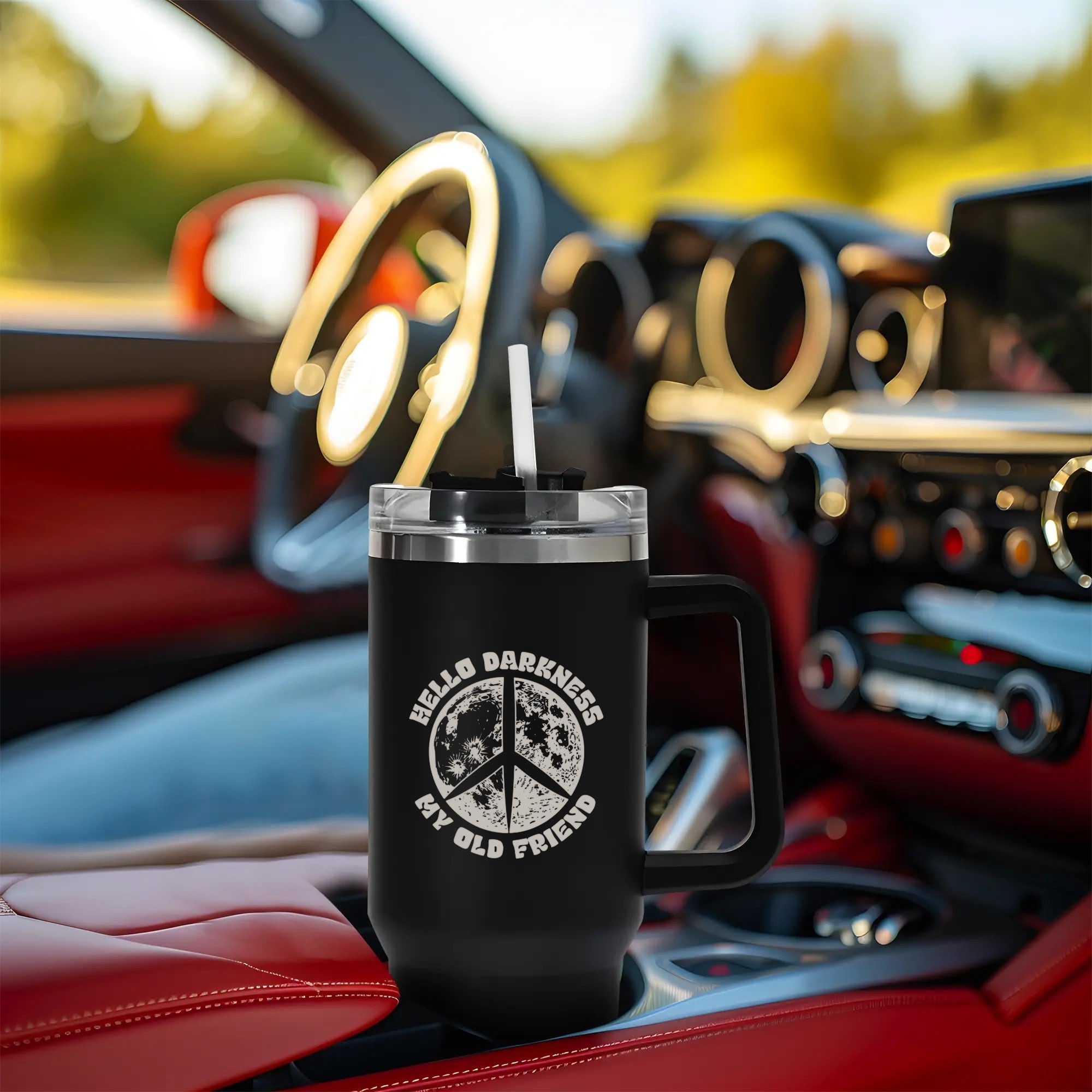 40oz Insulated Tumbler with Handle & Straw - Vacuum Sealed Stainless Steel Travel Mug for Coffee, Tea & Cold Drinks - Perfect for Office, Gym, Camping & Road Trips