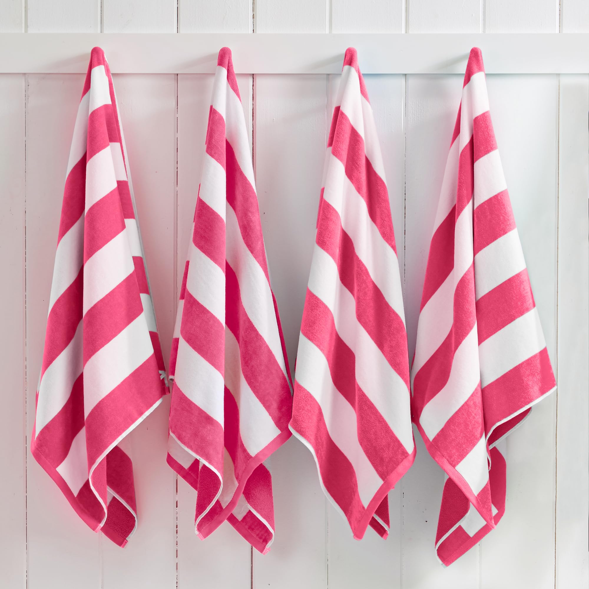 Great Bay Home 100% Cotton Velour 4-Pack Beach Towels | Quick-Dry Large Swim Towels for Adults & Kids | Soft Absorbent Pool & Bath Towels (30