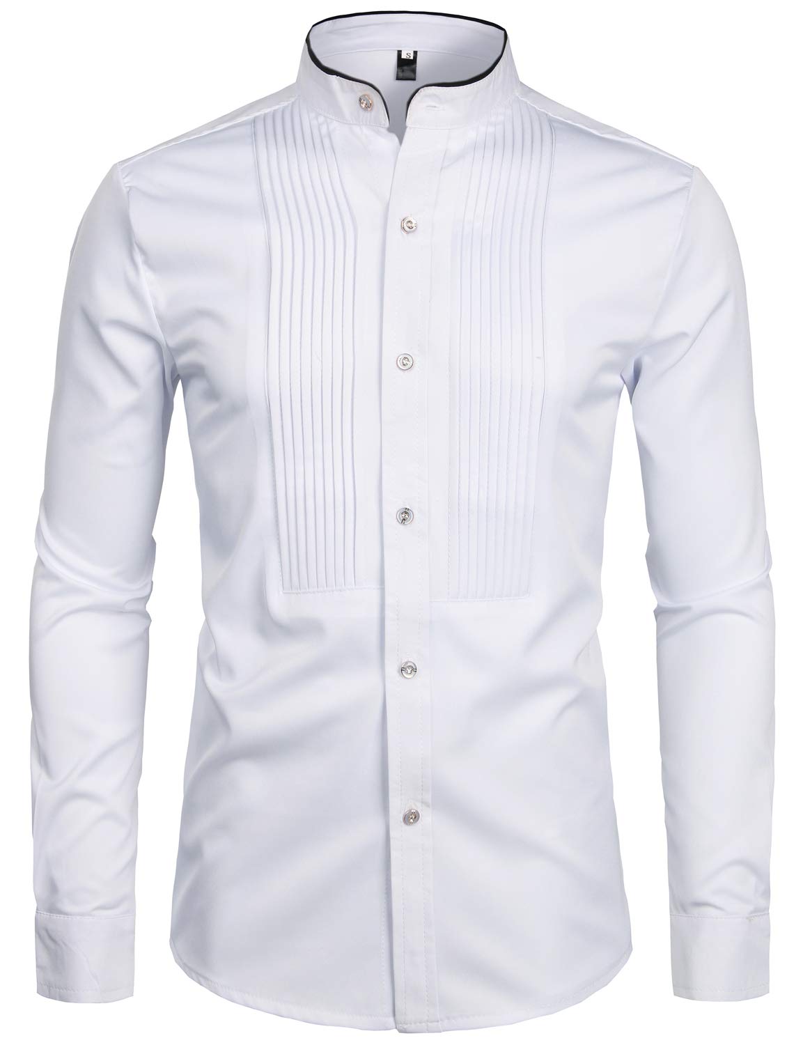 ZEROYAA Men's Slim Fit Long Sleeve Tuxedo Dress Shirt for Prom, Wedding & Formal Events - Elegant Performance Shirt for Groomsmen, Dancers & Special Occasions