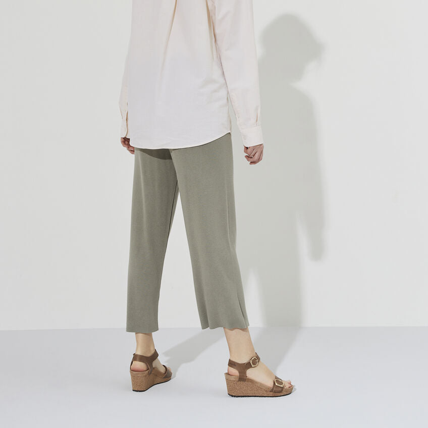 Birkenstock Soley Ring Buckle Leather Wedge Sandal in Cognac - Comfortable Women's Casual Sandals for Summer Outings & Beach Vacations