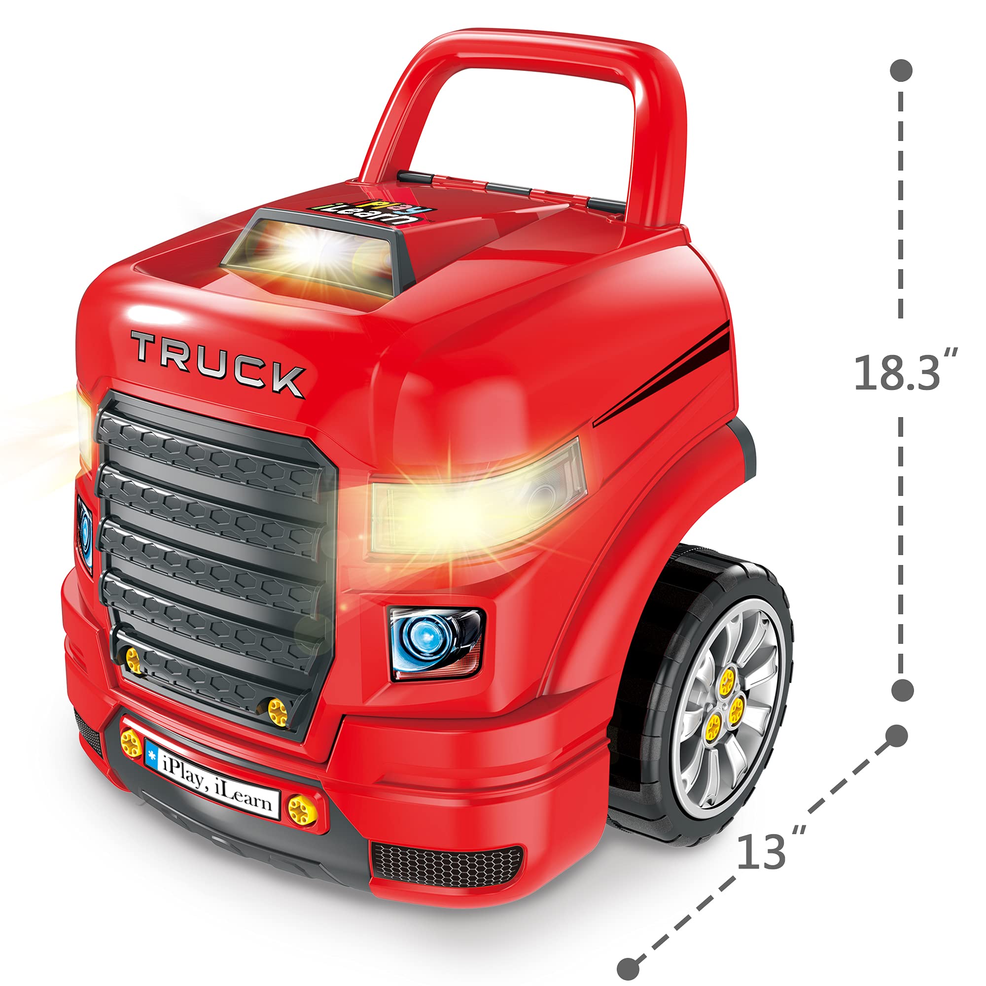iPlay iLearn Large Truck Engine Toy for Kids - Take Apart Mechanic Repair Set, Pretend Play Car Service Station for Toddlers Ages 3-8 - Educational STEM Building Kit for Boys & Girls - Perfect Birthday Gift & Learning Toy for Preschoolers (Great for Role Play, STEM Learning & Motor Skill Development)