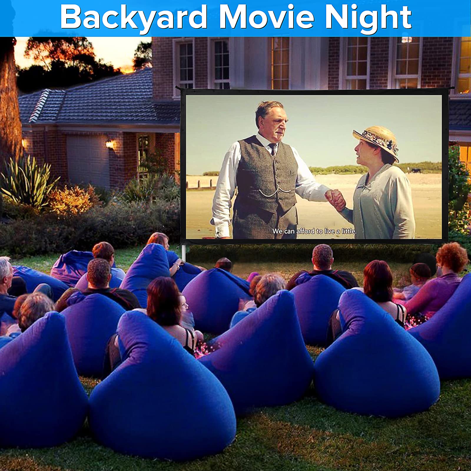 JWSIT 120 Inch Outdoor Projector Screen with Stand - 3 Layer PVC 16:9 Movie Screen for Home Backyard Theater, Includes Carrying Bag (Rear Projection Compatible) - Perfect for Outdoor Movie Nights, Camping, and Backyard Parties