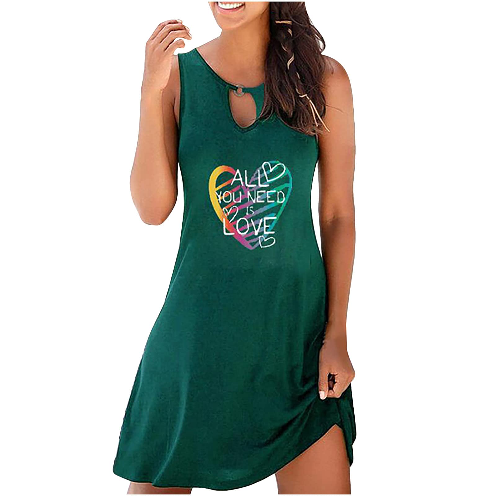 TARIENDY Women's Summer Party Dresses - Casual Plus Size Sundress with Hollow Out & Heart Print | Sexy Mini Dress for Vacation, Beach, Date Night & Special Occasions