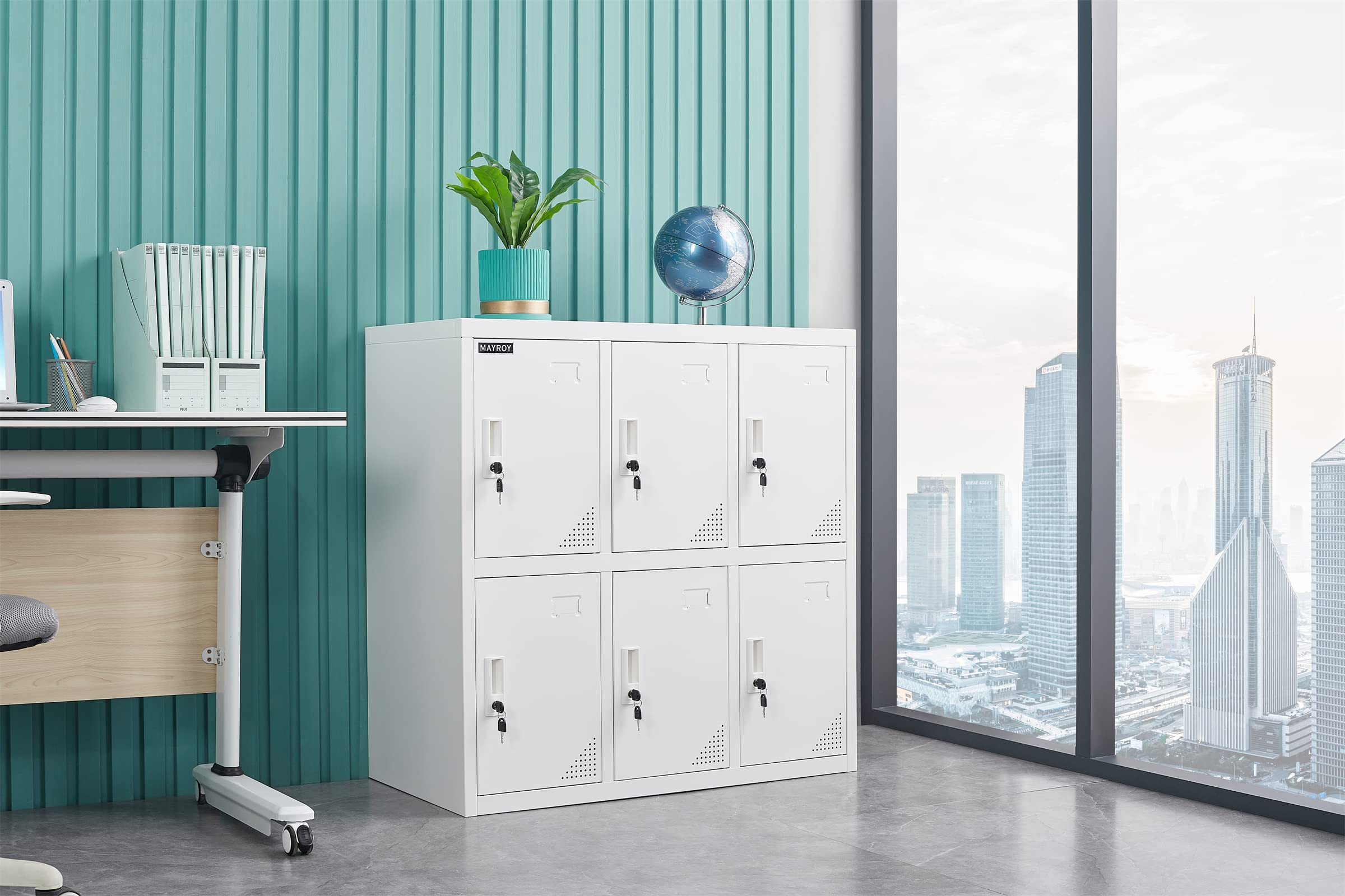 Steel Storage Locker - Metal Office Locker for Home, School & Workplace - White Organizer Cabinet for Kids, Students & Employees (W6D) - Perfect for Clutter-Free Spaces & Secure Storage Solutions