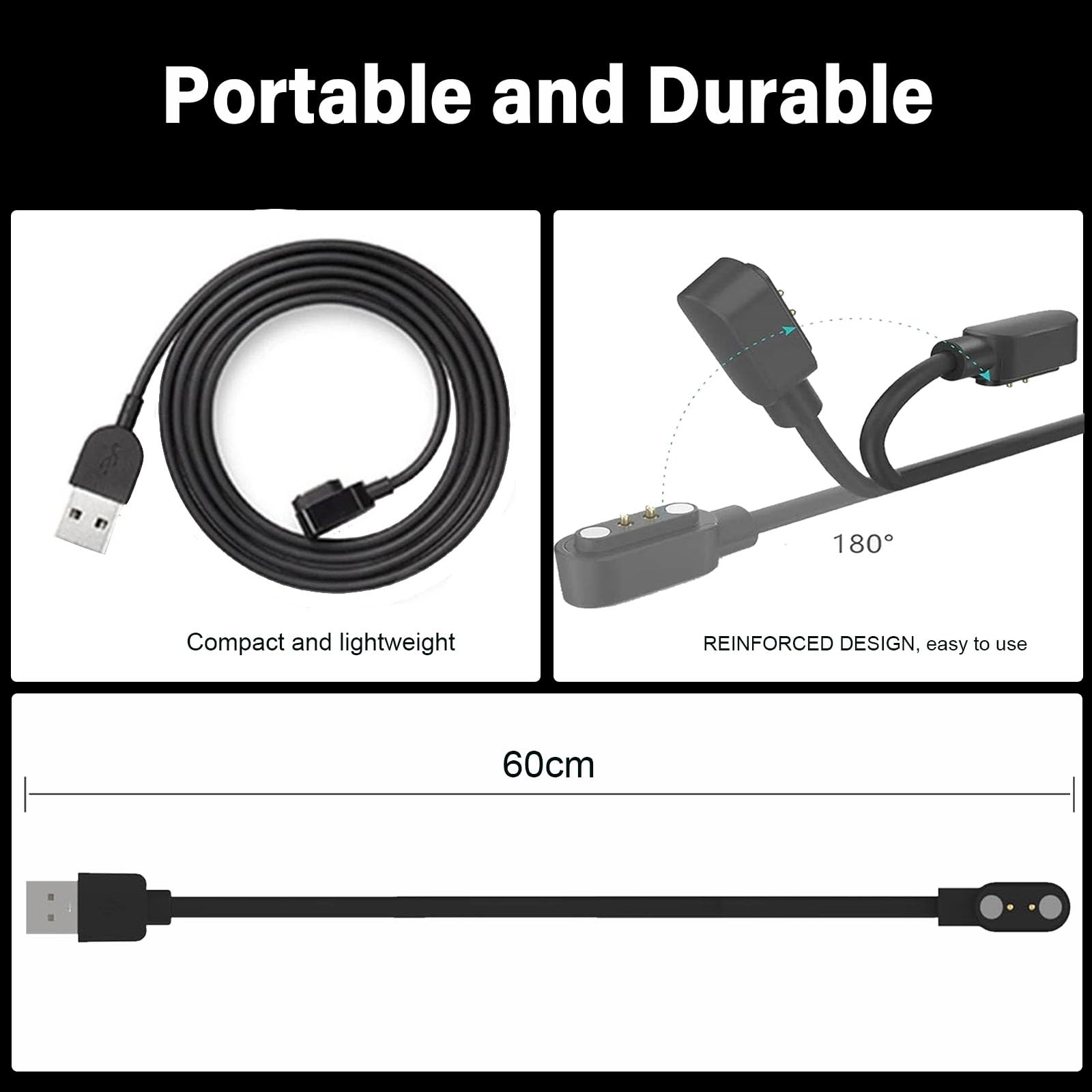 AlphaGear Delta PRO Smart Watch Magnetic Charger - USB Fast Charging Cable for Smartwatches | Perfect for Home, Office & Travel Use