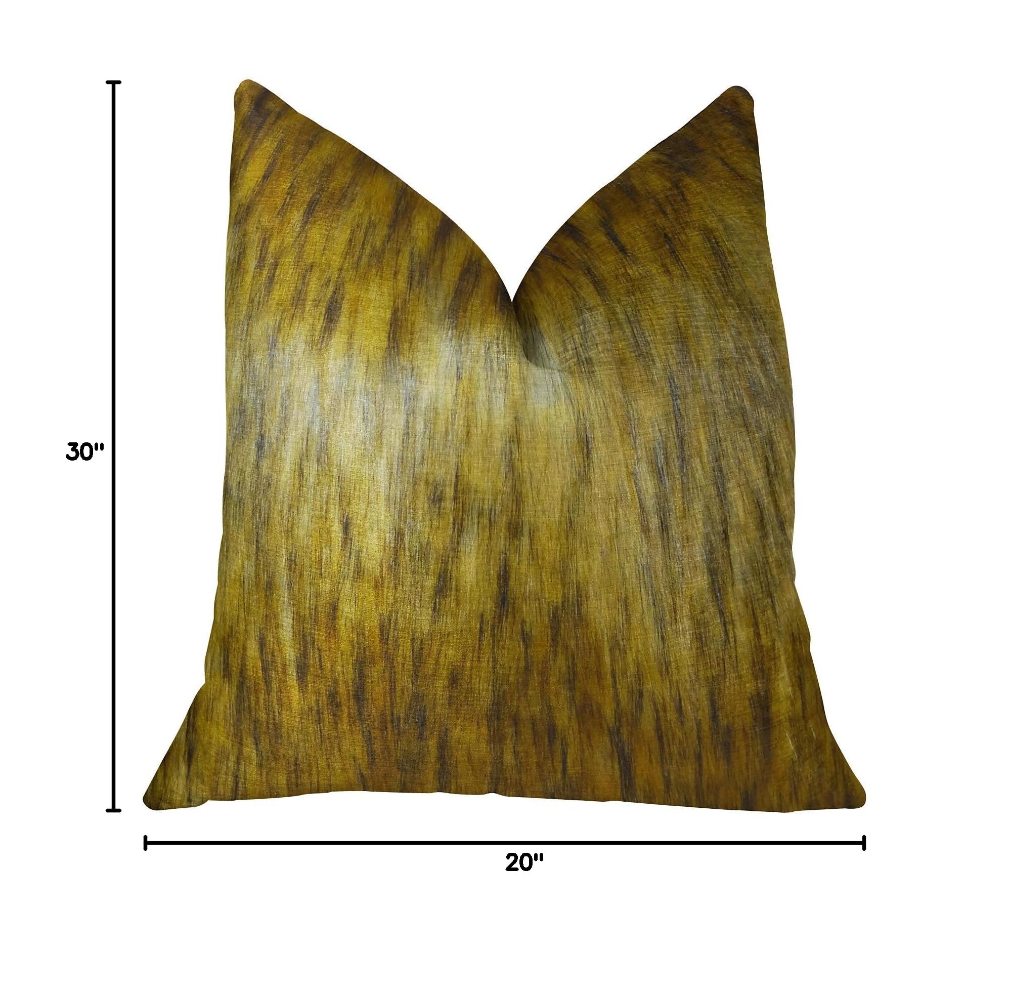 Plutus Golden Spirit Wolf Luxury Handmade Pillow - Light & Dark Brown - 20