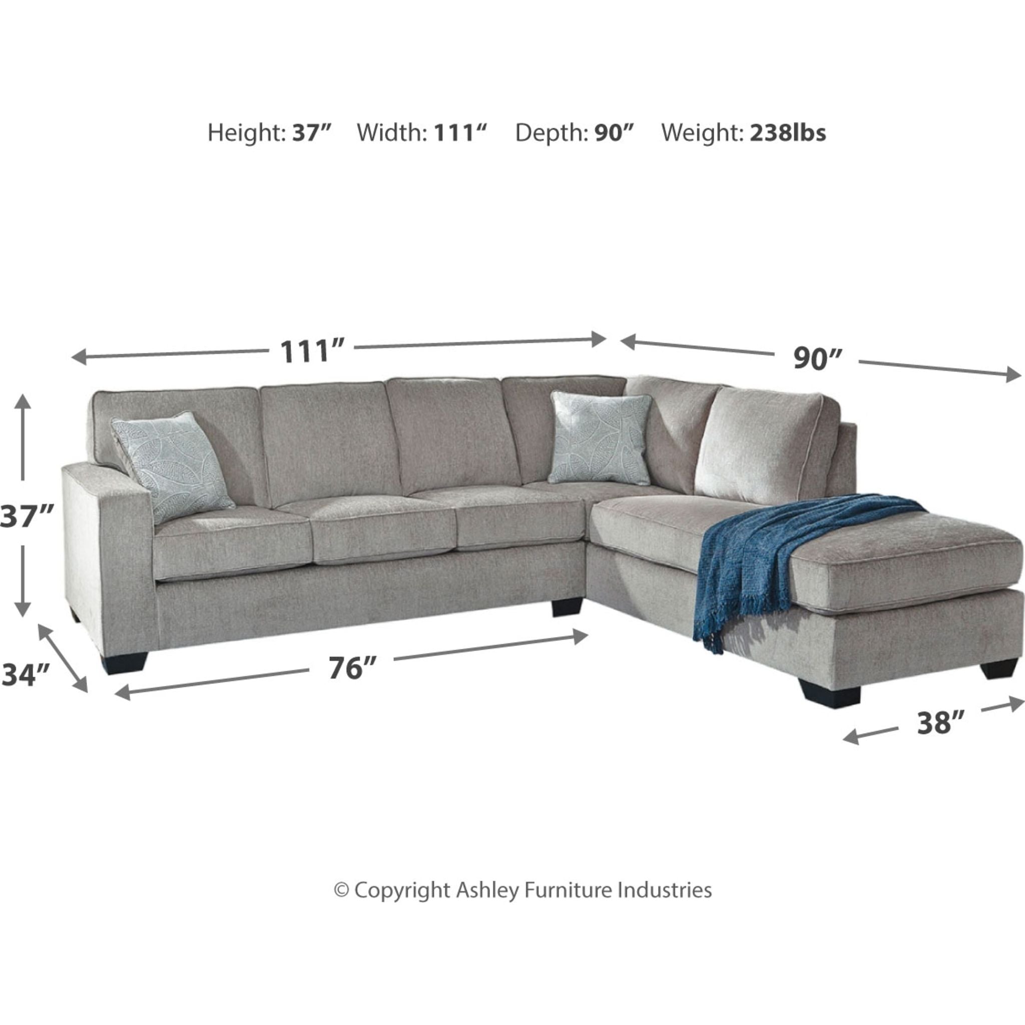 Altari 2-Piece Sectional Sofa with Chaise Lounge - Modern L-Shaped Living Room Furniture for Small Spaces & Apartments