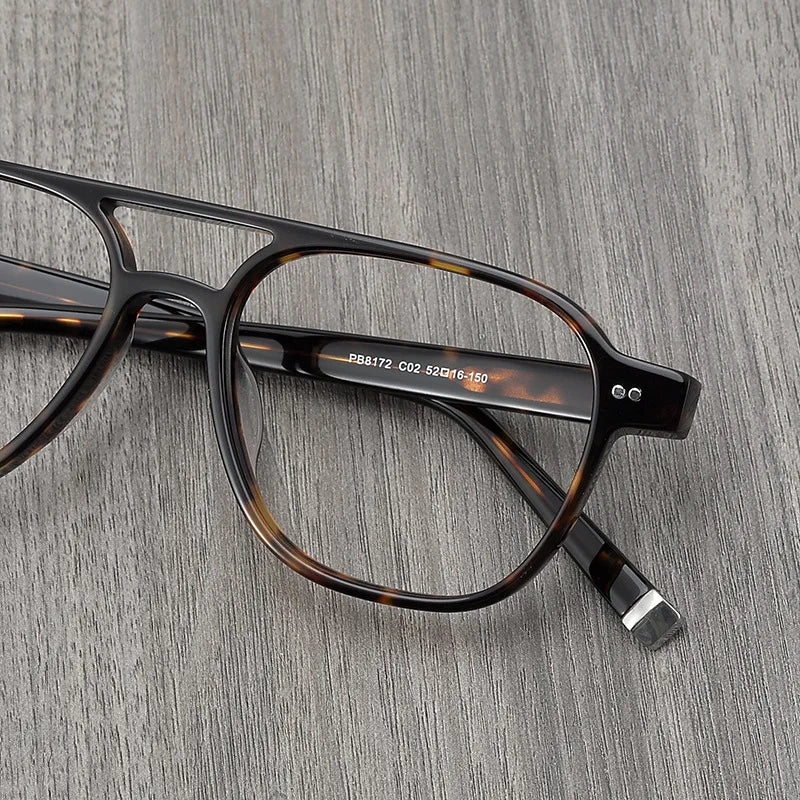Aimee Unisex Full Rim Square Double Bridge Acetate Eyeglasses 8172 - Stylish & Durable Reading Glasses for Men & Women - Perfect for Office, Reading & Everyday Use