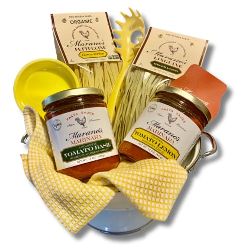 Marano Foods Gourmet Yellow Pasta Gift Basket - Premium Pasta Sauces, Artisan Pastas & Chef's Kitchen Favorites | Perfect Italian Food Gift for Holidays, Birthdays & Housewarming | Ideal for Food Lovers & Cooking Enthusiasts
