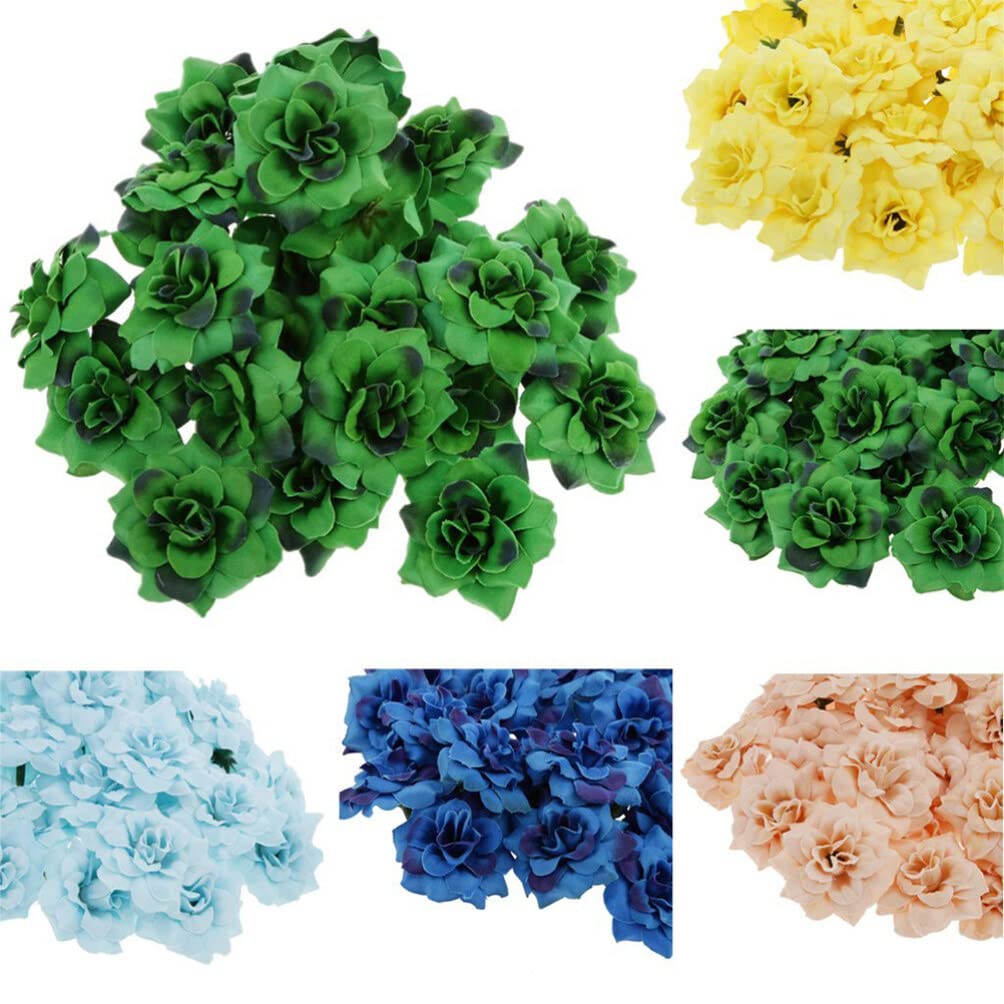 50pcs Blue Silk Artificial Rose Flowers - Mini Stemless Rose Heads for Home Decor, Garden, Wedding, Party & Romantic Events - Perfect for DIY Crafts, Centerpieces, Bouquets and Table Arrangements
