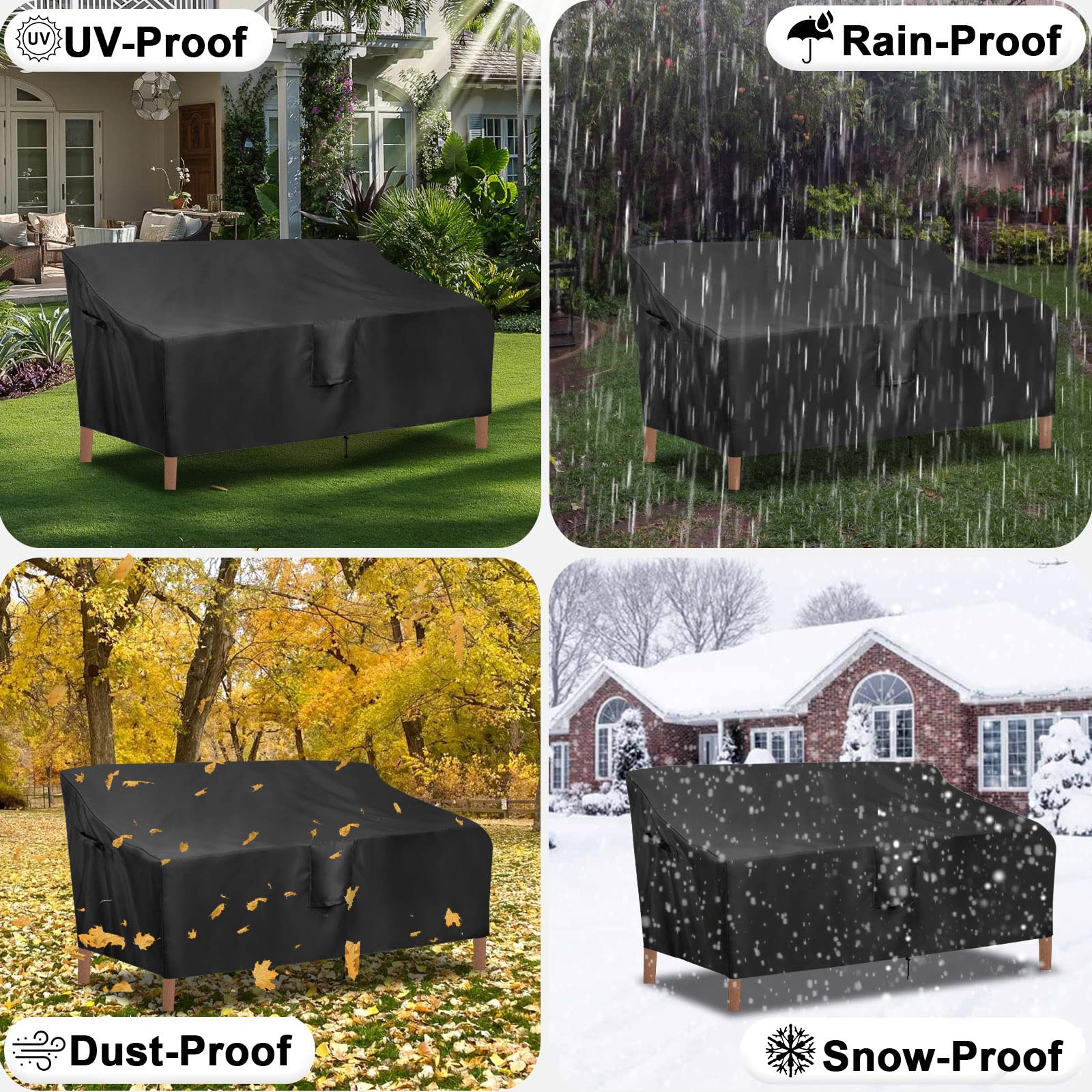 Outdoor Waterproof 3-Seater Patio Couch Cover - Heavy Duty UV Resistant Sofa Furniture Protector for Outdoor Use, 76