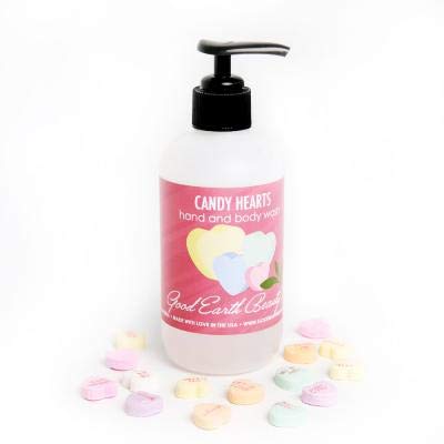 Natural Body Wash for Women & Men - Candy Hearts Scented - 8 Ounce Pump Bottle - Moisturizing & Gentle for Daily Shower & Bath - Perfect Gift for Valentine's Day & Self-Care Routine
