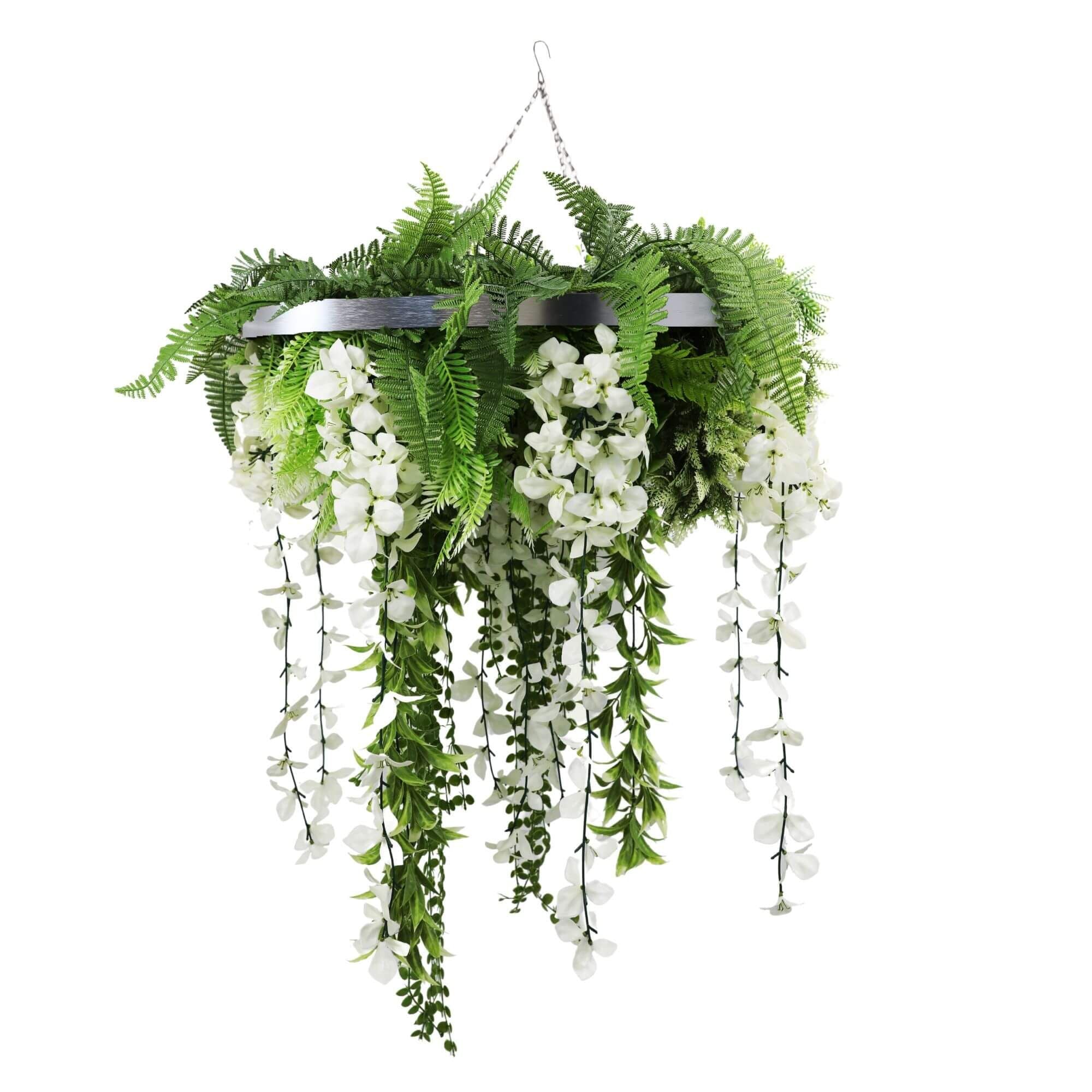 UV Resistant Silver Framed Hanging Wisteria Flower Decor - 60cm Artificial Vine for Outdoor/Indoor Wedding, Garden & Home Decoration