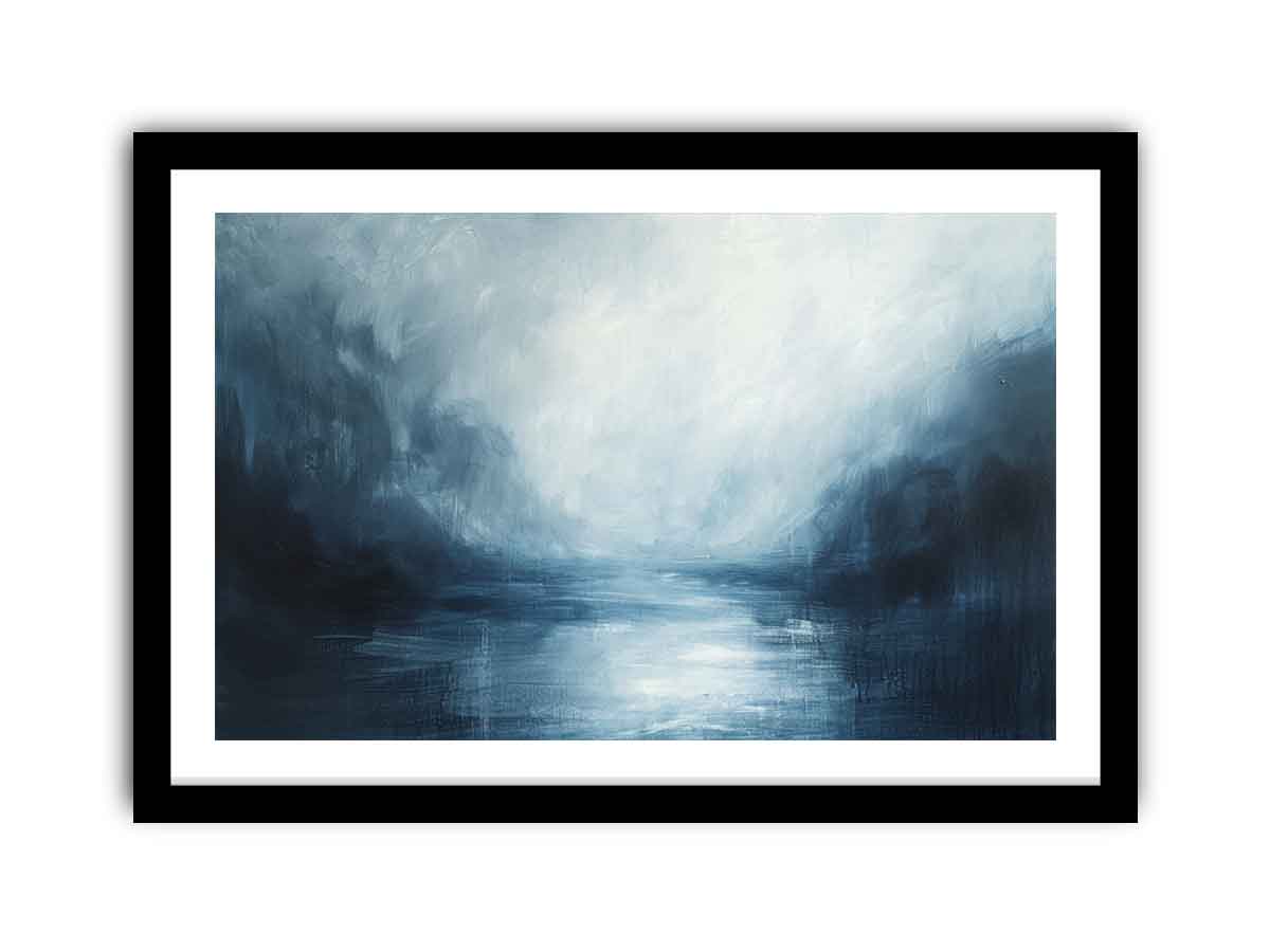 Abstract Blue River Wall Art - Modern Canvas Painting for Home & Office Decor - Perfect for Living Room, Bedroom, or Workspace
