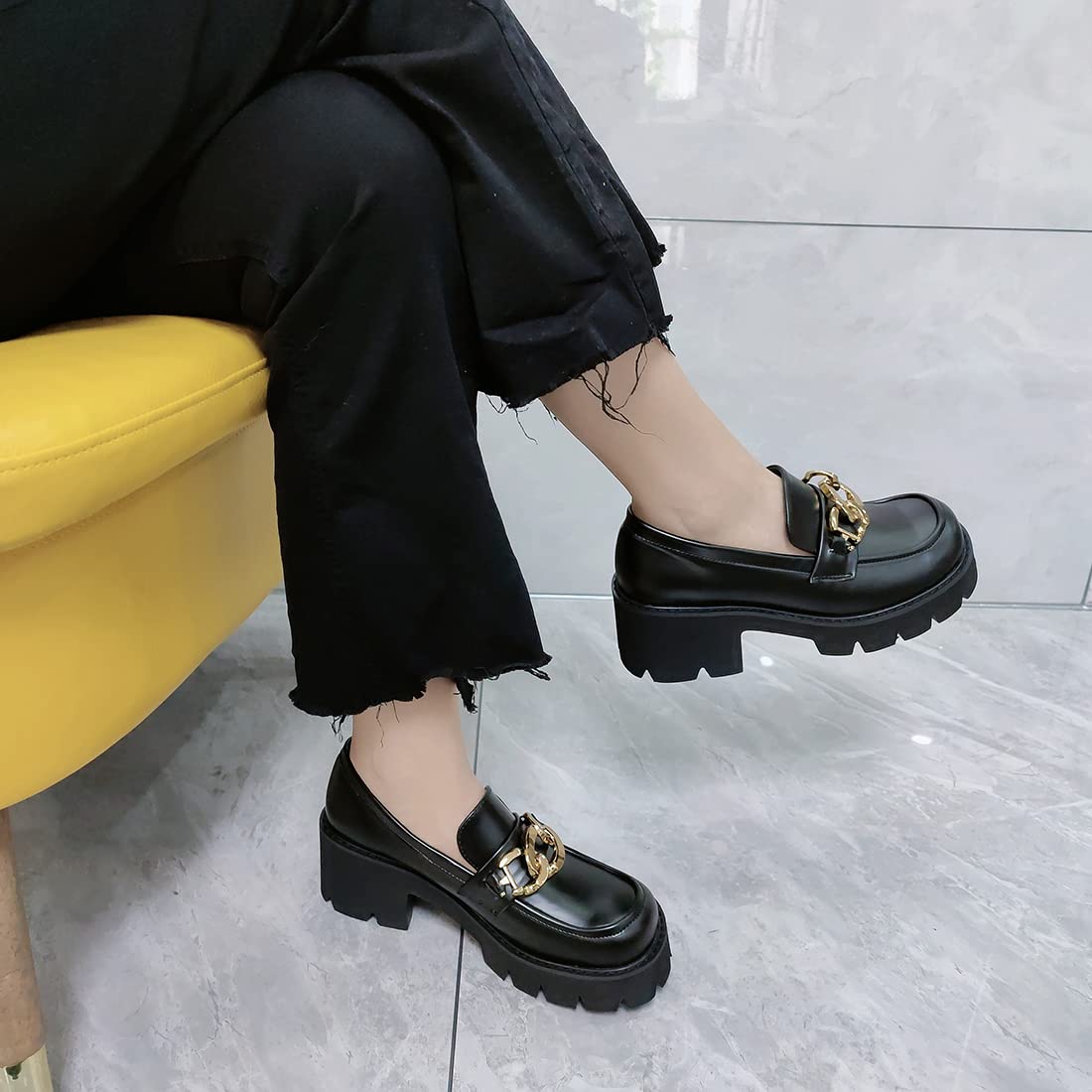 Women's Oxford Dress Shoes - Platform High Heel Loafers for Office Ladies | Professional Workwear & Business Casual Outfits