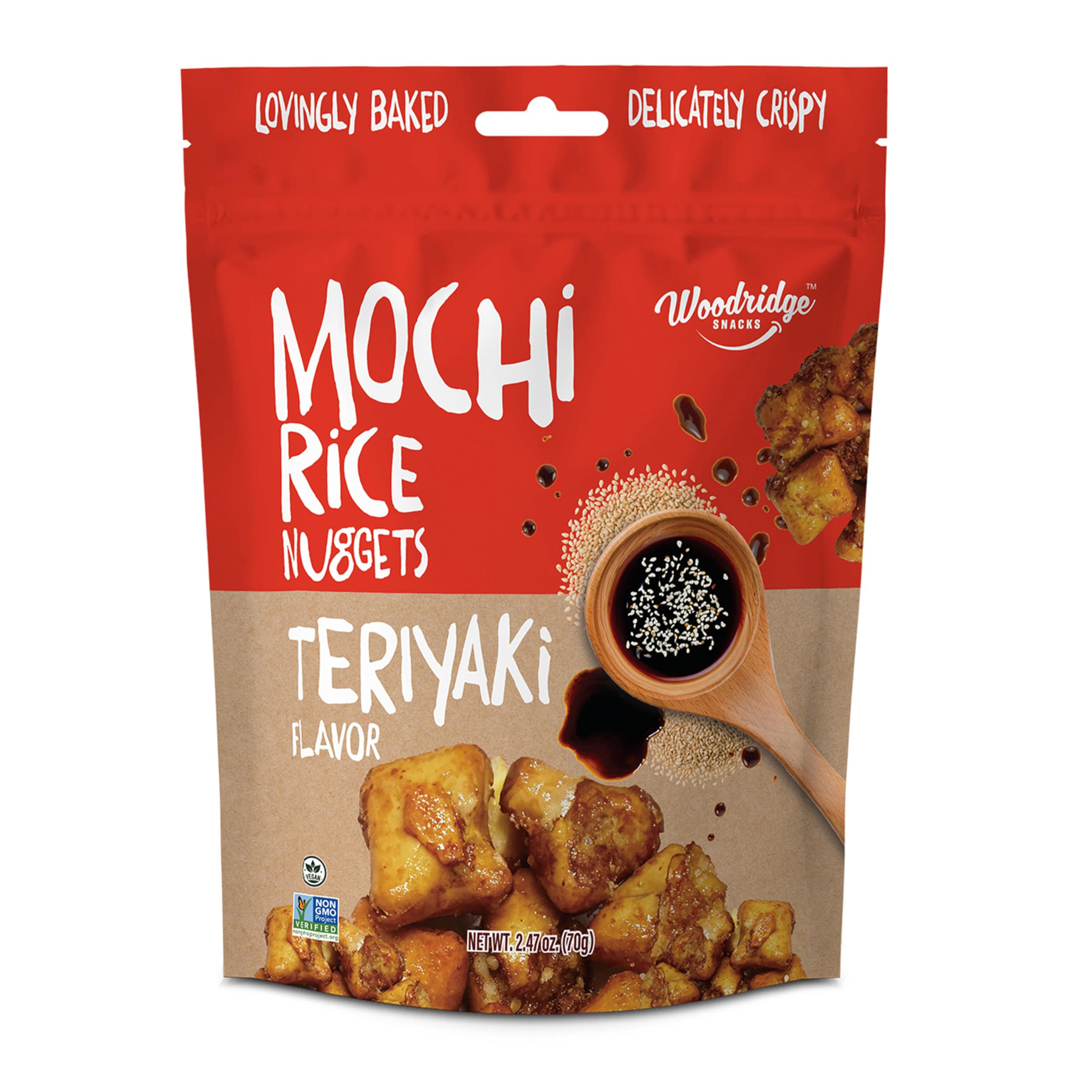 Woodridge Snacks Mochi Rice Nuggets Teriyaki Flavor - 6 Pack (2.47oz/70g Bags) | Crunchy Japanese Rice Crackers | Perfect for Parties, Snacking & On-the-Go