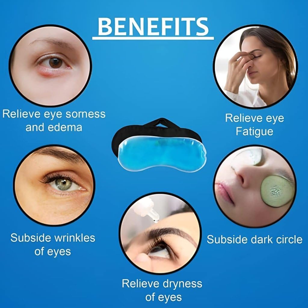 Cooling Gel Eye Mask for Dark Circles & Puffy Eyes - Reusable Sleep Mask for Dry Eyes, Pain Relief & Redness - Soothing Cooling Eye Patches for Men & Women - Perfect for Travel, Work & Relaxation at Home