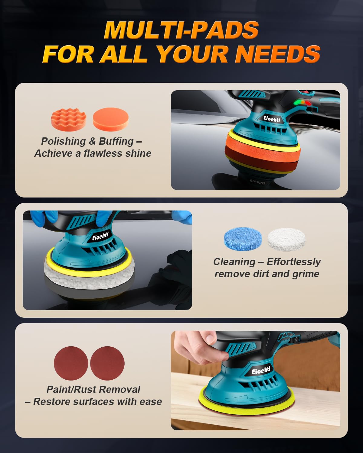 6 Inch Cordless Car Buffer Polisher with 2x 21V 2000mAh Batteries & 13 Attachments - 5500 RPM, 6 Variable Speed for Auto Detailing, Polishing, Waxing - Perfect for Car Enthusiasts & Professional Detailing Services