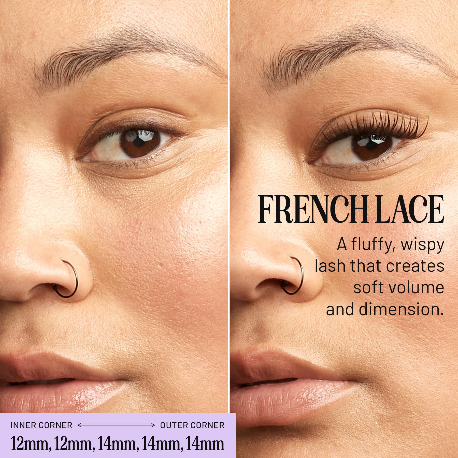 Lilac St - French Lace Glamorous Faux Eyelash Clusters (14mm) - Delicate & Wispy DIY Lash Extensions - Lightweight Natural Look Korean Silk Lashes - Cruelty Free Vegan - 10 Lashes - Perfect for Weddings, Parties & Daily Wear