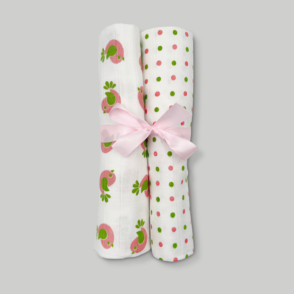 Soft Organic Muslin Swaddle Blankets for Babies - 3-Pack Pink Baby Shower Gift Set | Perfect for Newborn Swaddling, Nursing Cover & Stroller Blanket