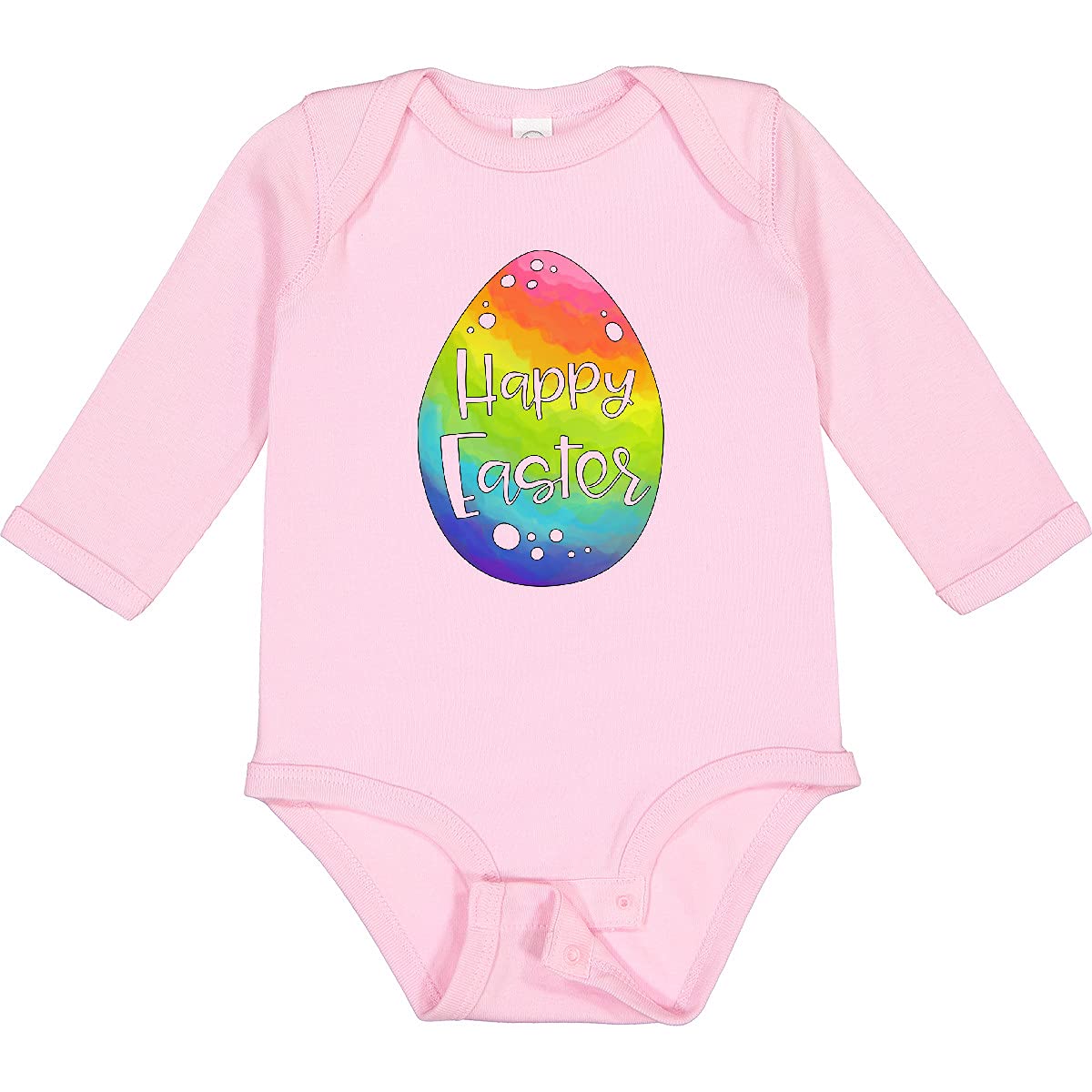 Inktastic Happy Easter Rainbow Easter Egg Long Sleeve Baby Bodysuit - Cute Easter Outfit for Boys & Girls - Perfect for Easter Photos, Church, and Family Gatherings