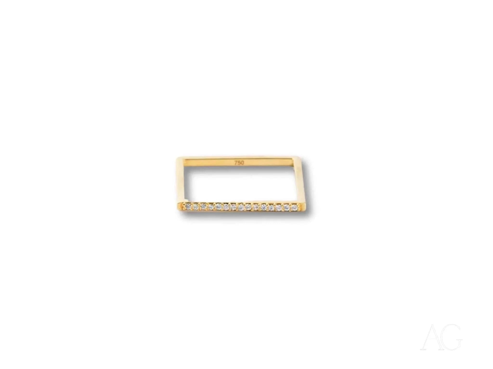18k Yellow Gold Square CZ Ring for Women - Elegant Cubic Zirconia Engagement & Wedding Band - Perfect for Anniversaries, Promises and Special Occasions
