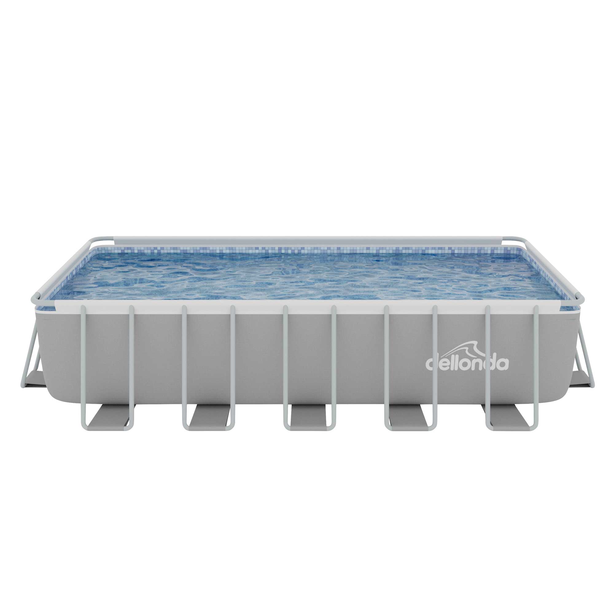 Dellonda 21ft Deluxe Rectangular Steel Frame Swimming Pool with Step Ladder & Filter Pump DL150 - Perfect for Backyard Family Fun, Summer Parties & Outdoor Relaxation