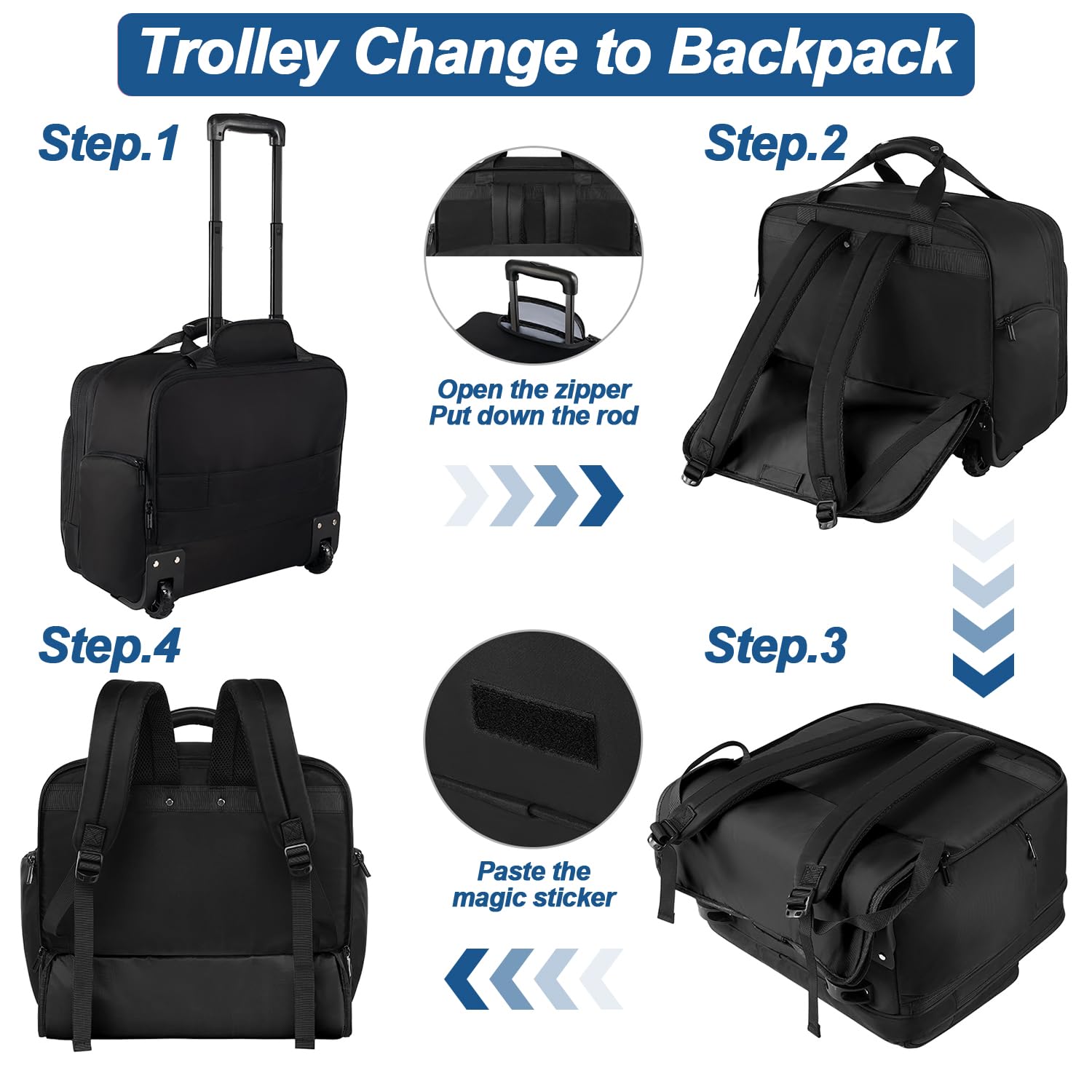 17.3 Inch Rolling Laptop Bag with Wheels - Waterproof Computer Briefcase for Men & Women | Travel, Work, Office & Business Use | Durable Laptop Case for Professionals & Commuters
