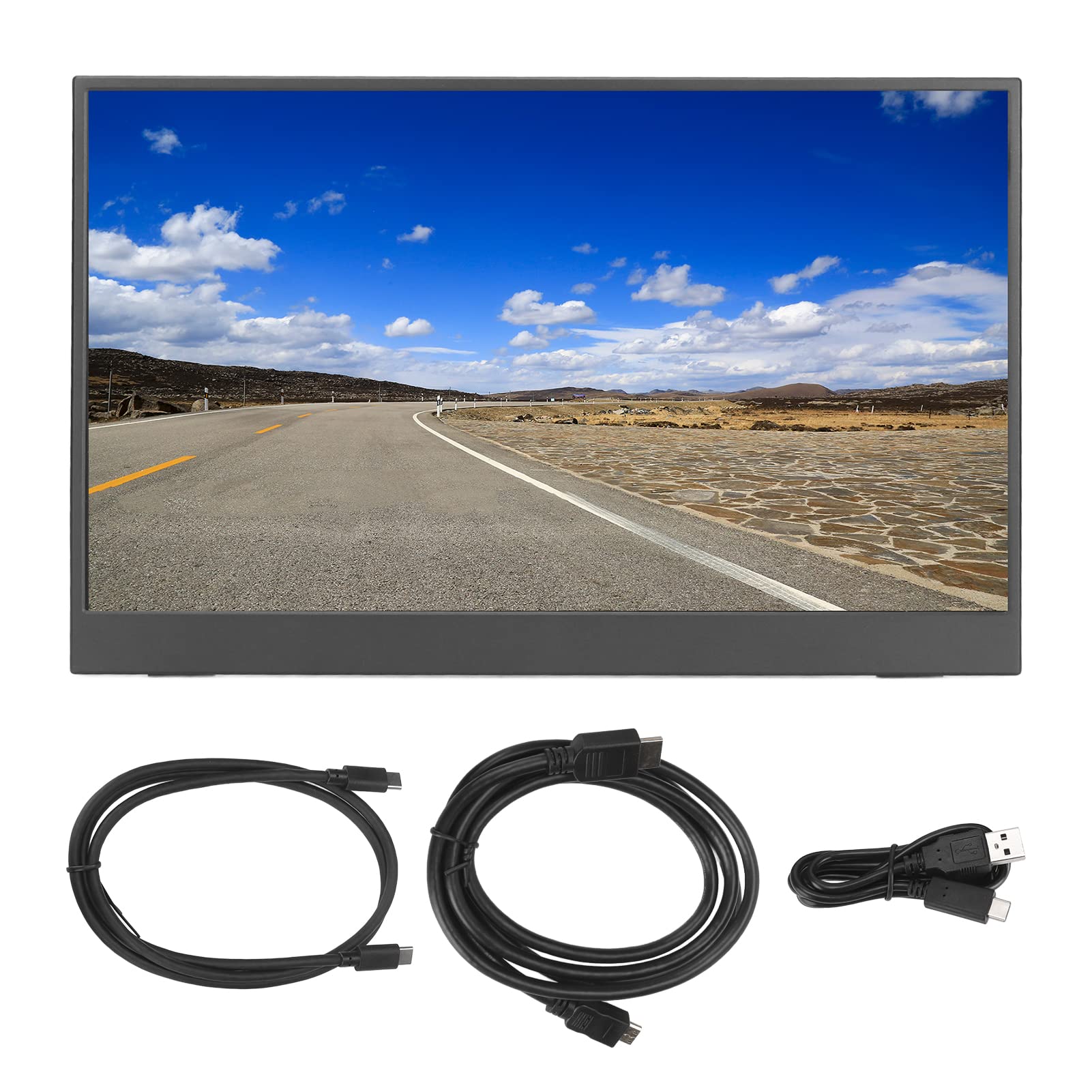 15.6 Inch FHD 1080P Portable USB-C Monitor - Second Screen for Laptop, PC & Gaming - Slim PU Leather Case Included - Perfect for Work, Travel & Multi-Tasking