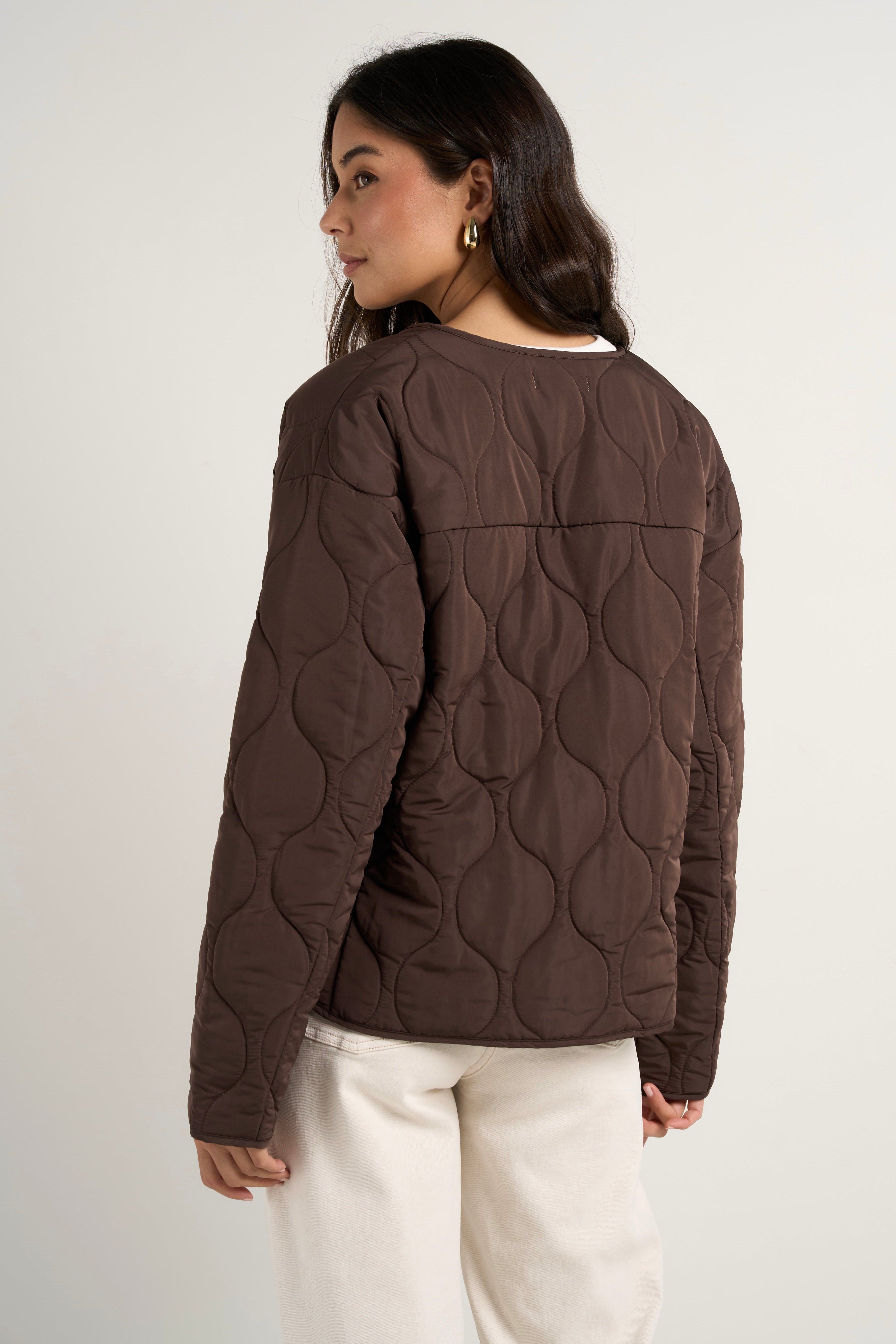 Apex Chocolate Collarless Puffer Jacket for Men - Lightweight Winter Coat with Quilted Design - Perfect for Outdoor Activities & Casual Wear