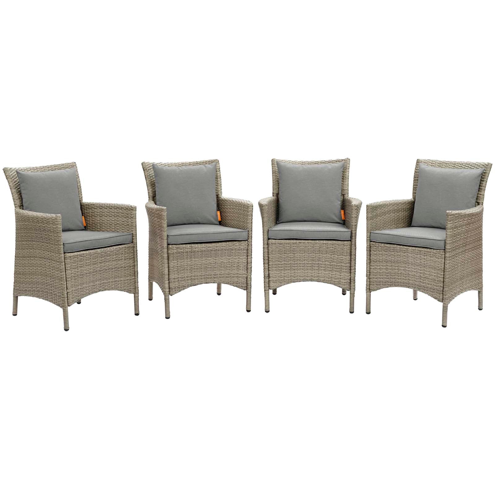 Premium Outdoor Patio Wicker Rattan Dining Armchairs Set of 4 - Weather-Resistant Garden Furniture for Backyard, Poolside & Restaurant Use