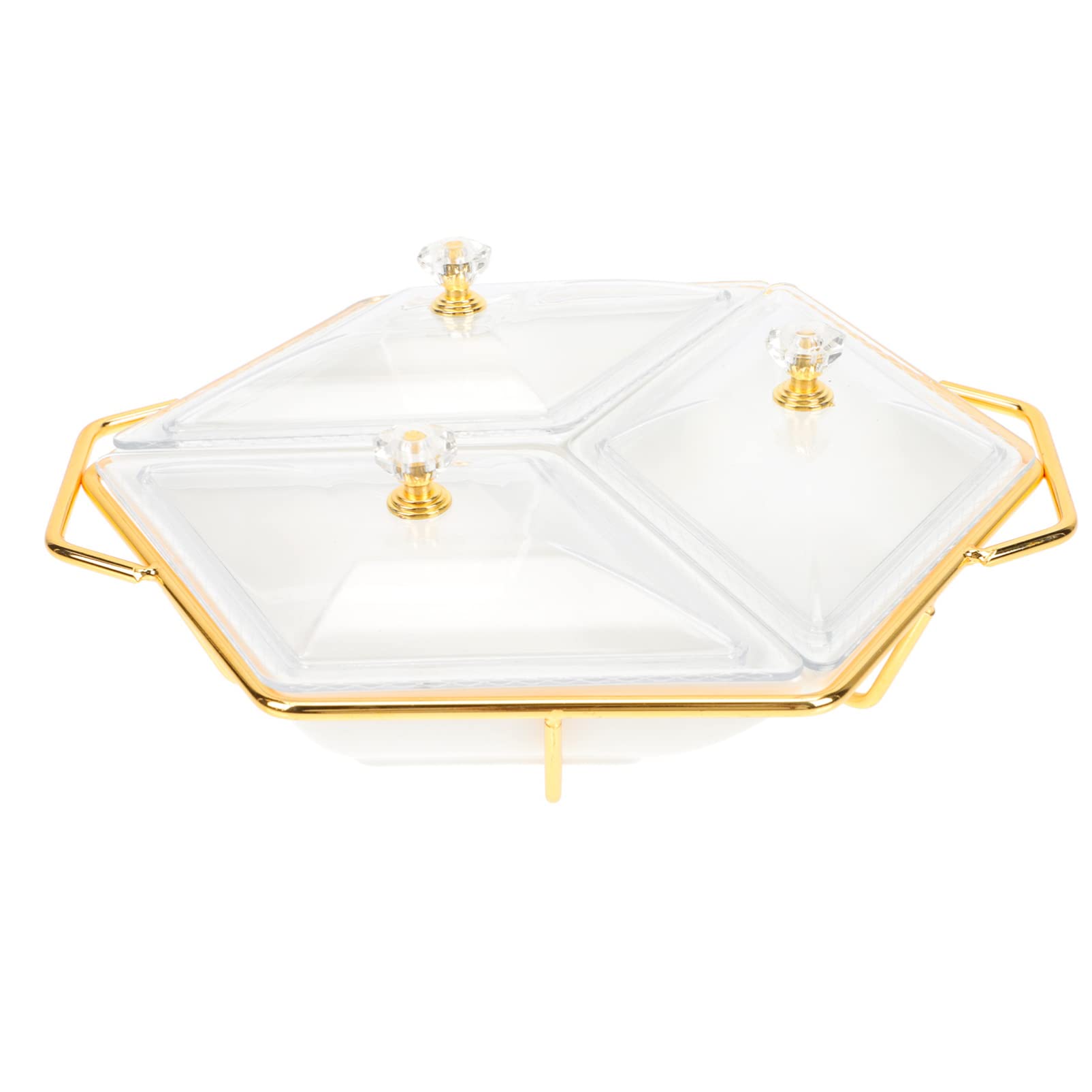Ceramic Divided Snack Tray with Lid & Stand - for Fruits, Candy & Appetizers