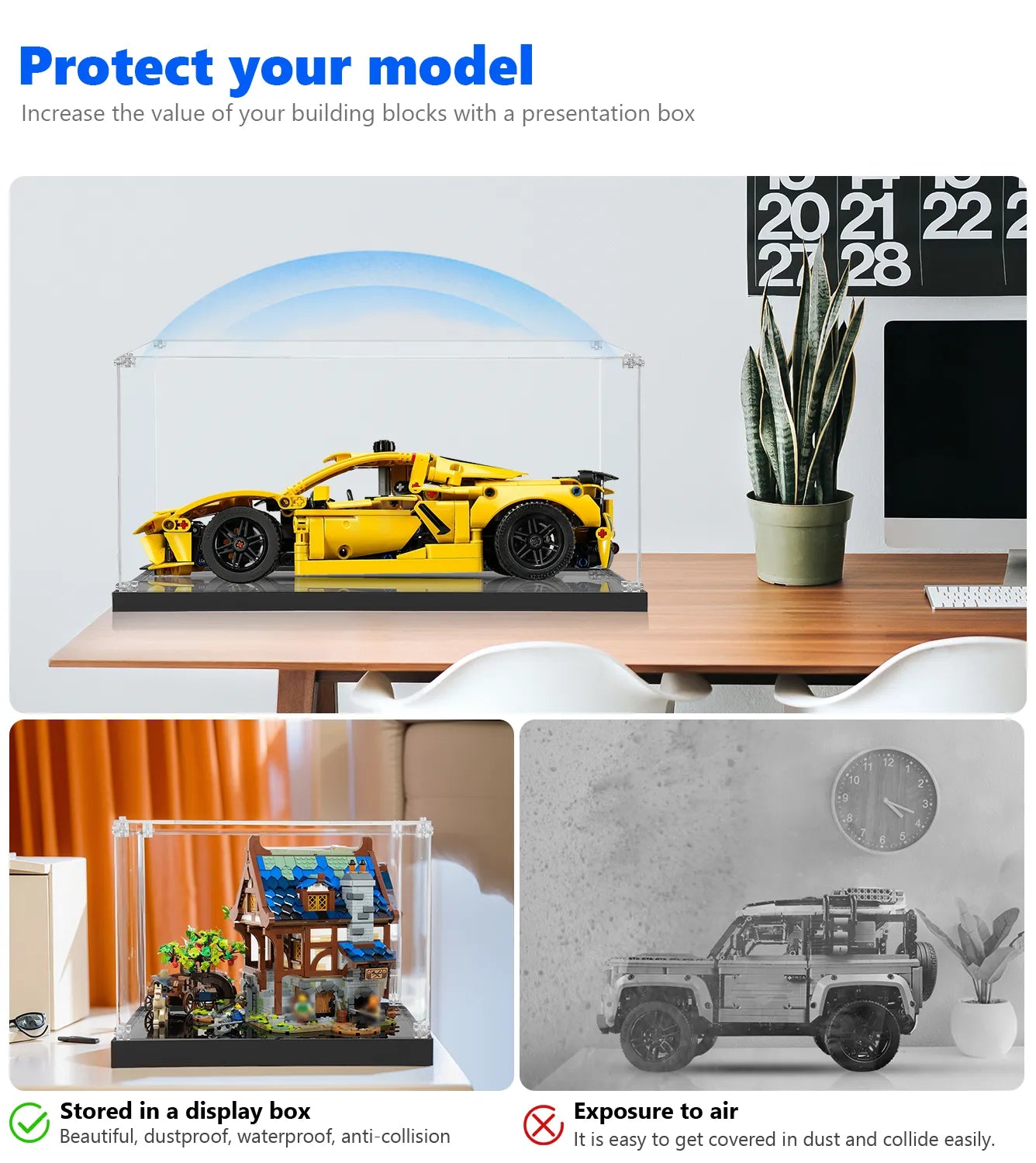 LEGO Technic™ Chevrolet Corvette Stingray 42205 Display Case - Protective Showcase for LEGO Car Models - Perfect for Collectors & Home Decor