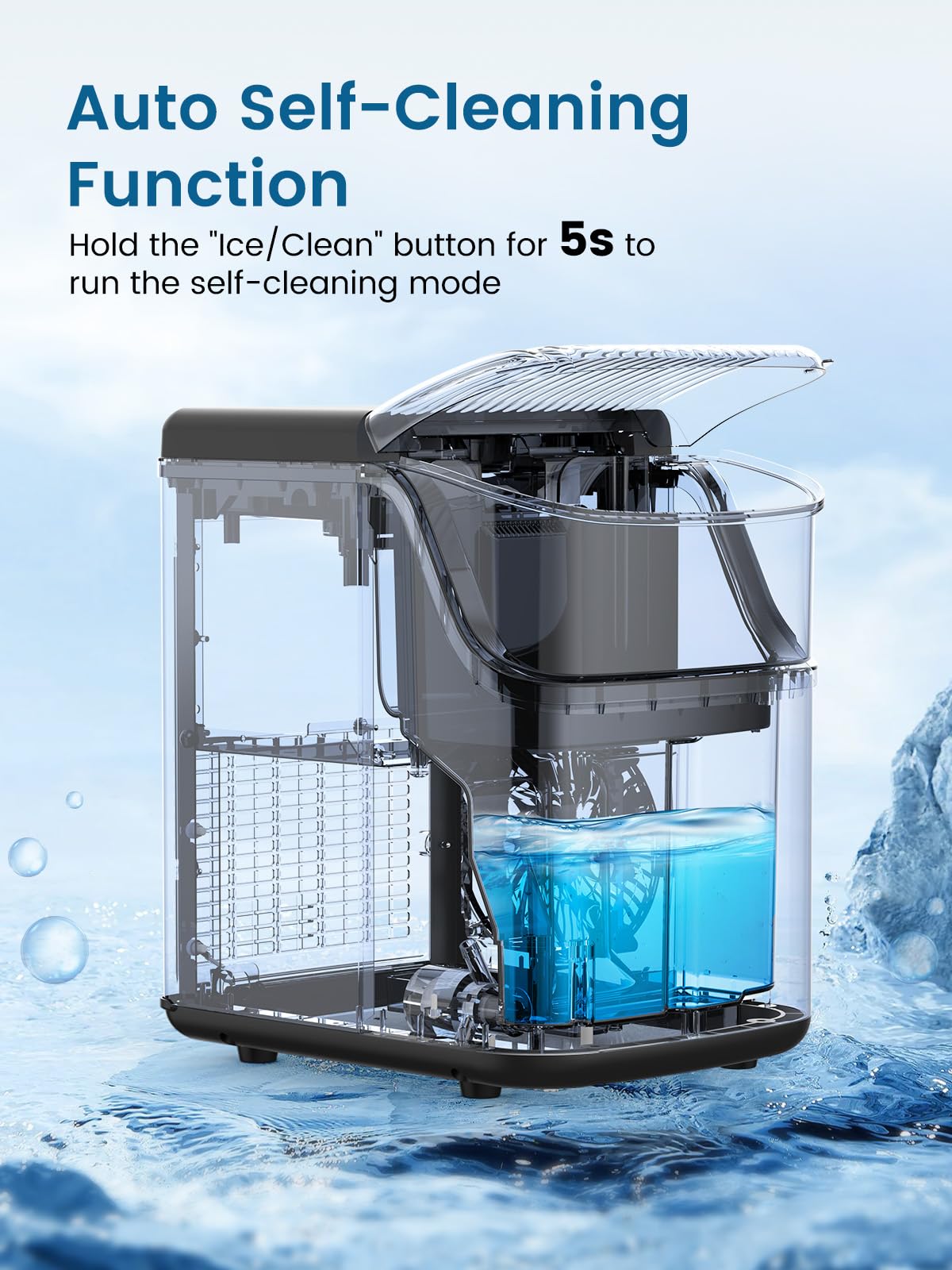 COWSAR Countertop Nugget Ice Maker Machine - 34Lbs/Day Soft Chewable Pebble Ice Maker with Self-Cleaning & One-Button Operation for Home, Kitchen, Office, Bar, Party - Perfect for Cocktails, Sodas, and Beverage Dispensing