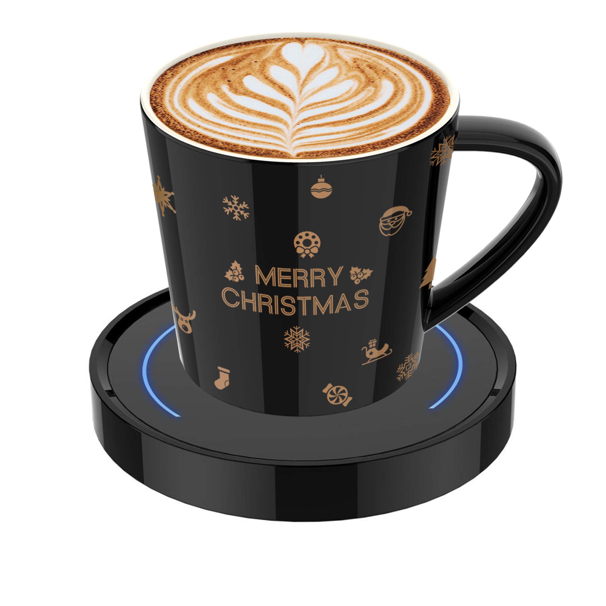 Smart Coffee Mug Warmer with Auto On/Off & LED Indicator - 135°F Thermostat Control for Hot Tea & Beverages - Perfect for Office & Home Desk Use - Enjoy Warm Drinks All Day Long