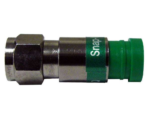 25 Pack Snap N Seal® RG6 Coaxial Connectors - F Type Quad Shield Plenum Rated (Green Ring Compression Connectors) for Cable TV, Satellite & Internet Installation - Indoor/Outdoor Use