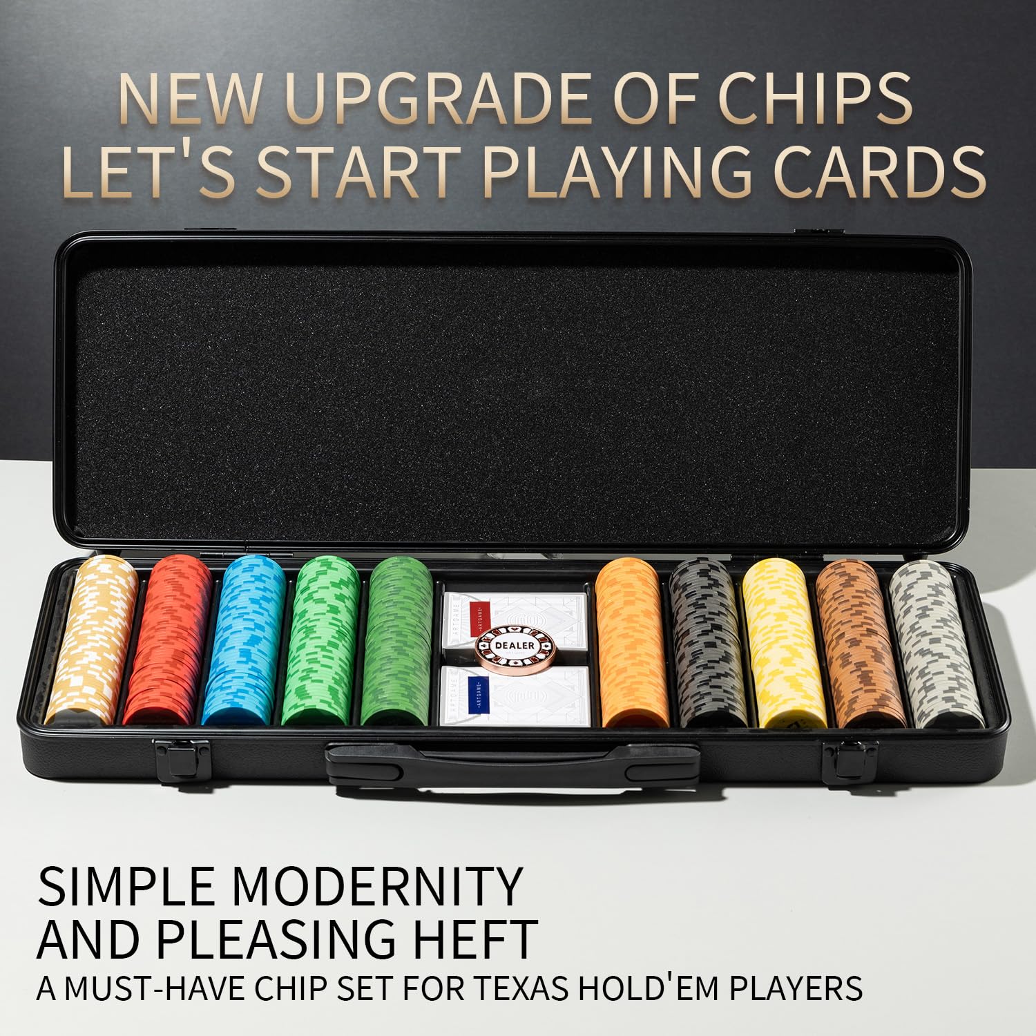 ARTGAME 500-Piece 14g Clay Poker Chips Set with Numbered Values & Carrying Case - Vibrant Colors for Easy Texas Hold'em Gameplay - Perfect Gift for Poker Enthusiasts (Casino Night, Home Games, Poker Tournaments)