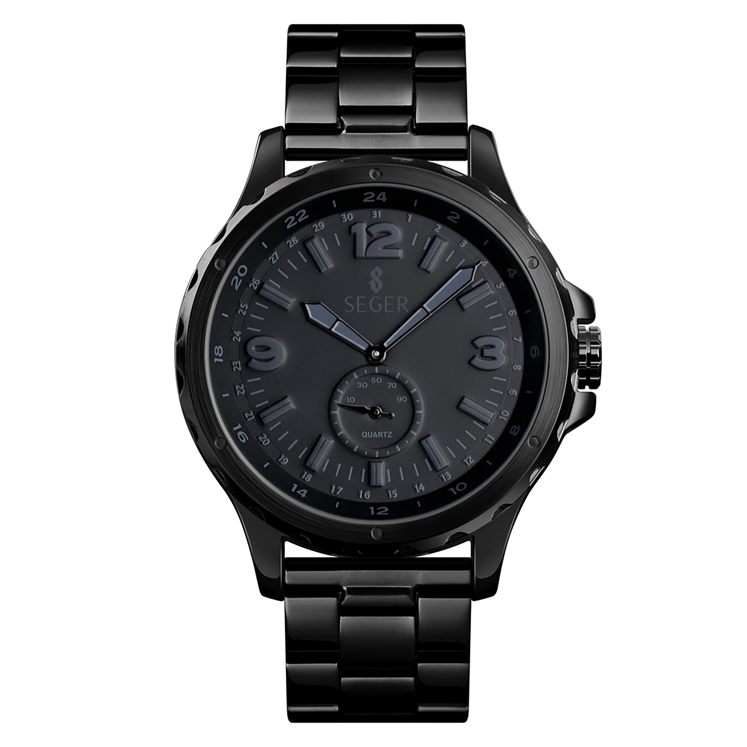 SEGER 1513 Men's Military Tactical Watch - Stainless Steel Waterproof Quartz Wristwatch with Analog Display | Perfect for Outdoor Adventures, Hiking & Everyday Wear