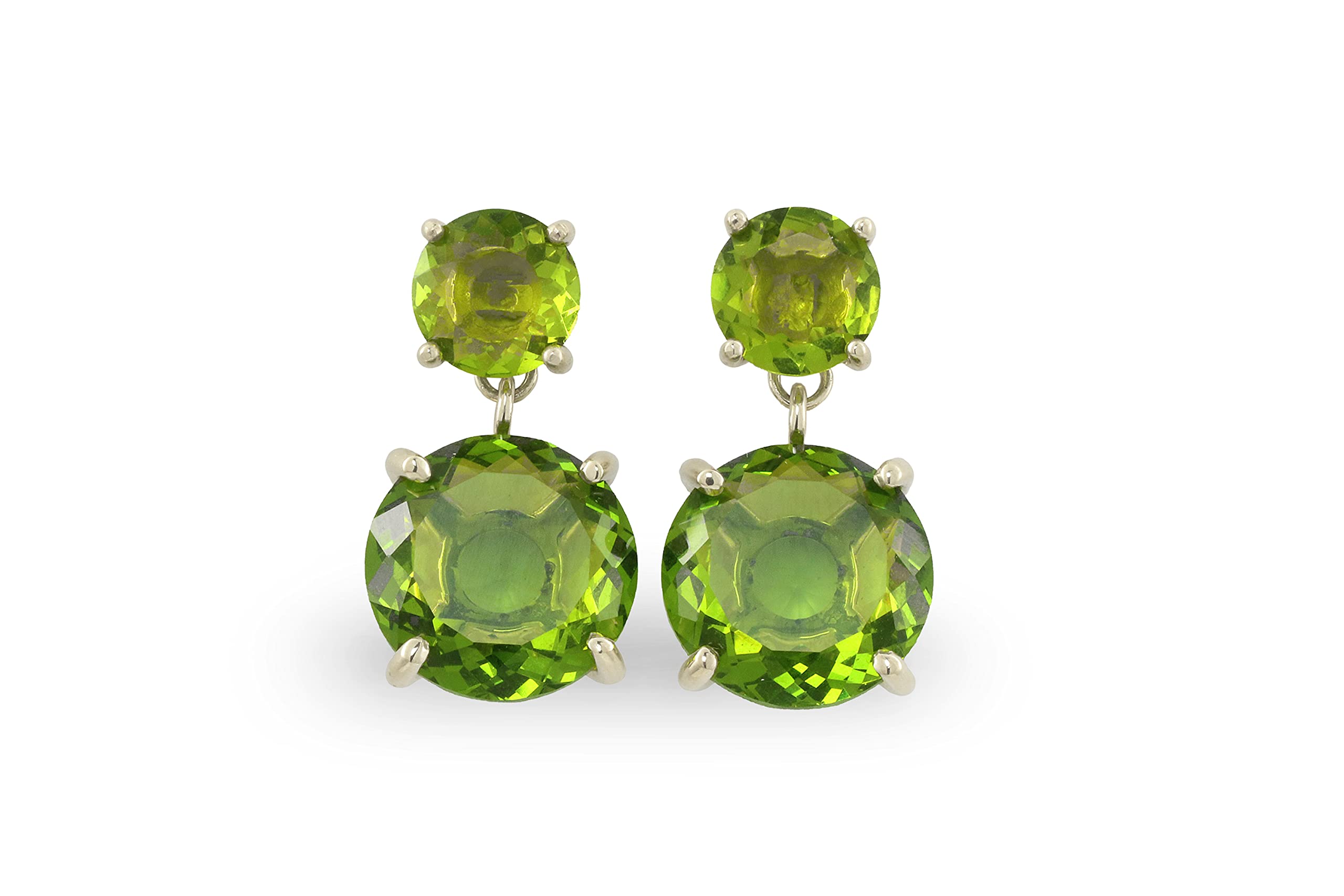 Luxurious Peridot Earrings Sterling Silver - Double Stone Large Dangle Earrings - Handmade Gemstone Jewelry for Women - Perfect for Weddings, August Birthdays & Special Occasions